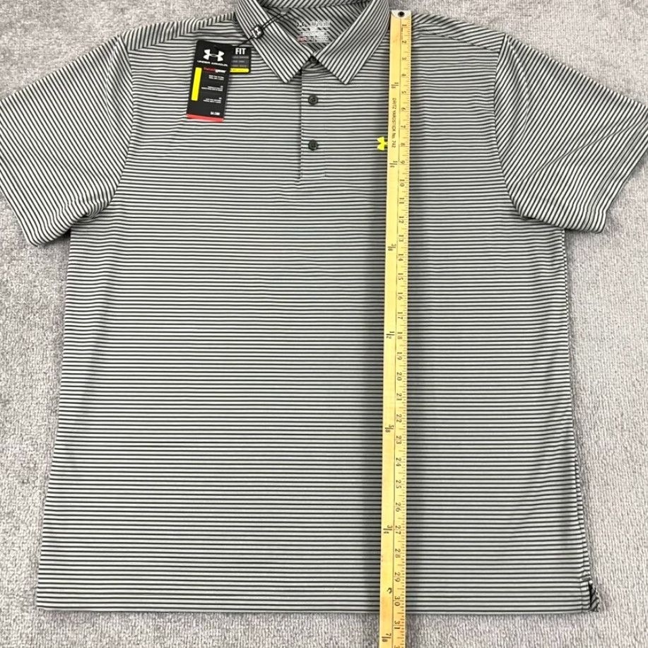 Under Armour VINTAGE: No (omit) Under Armour Polo Shirt Mens 2XL Loose Green Striped HeatGear Performance Golf Size US XXL / EU 58 / 5 - 7 Thumbnail