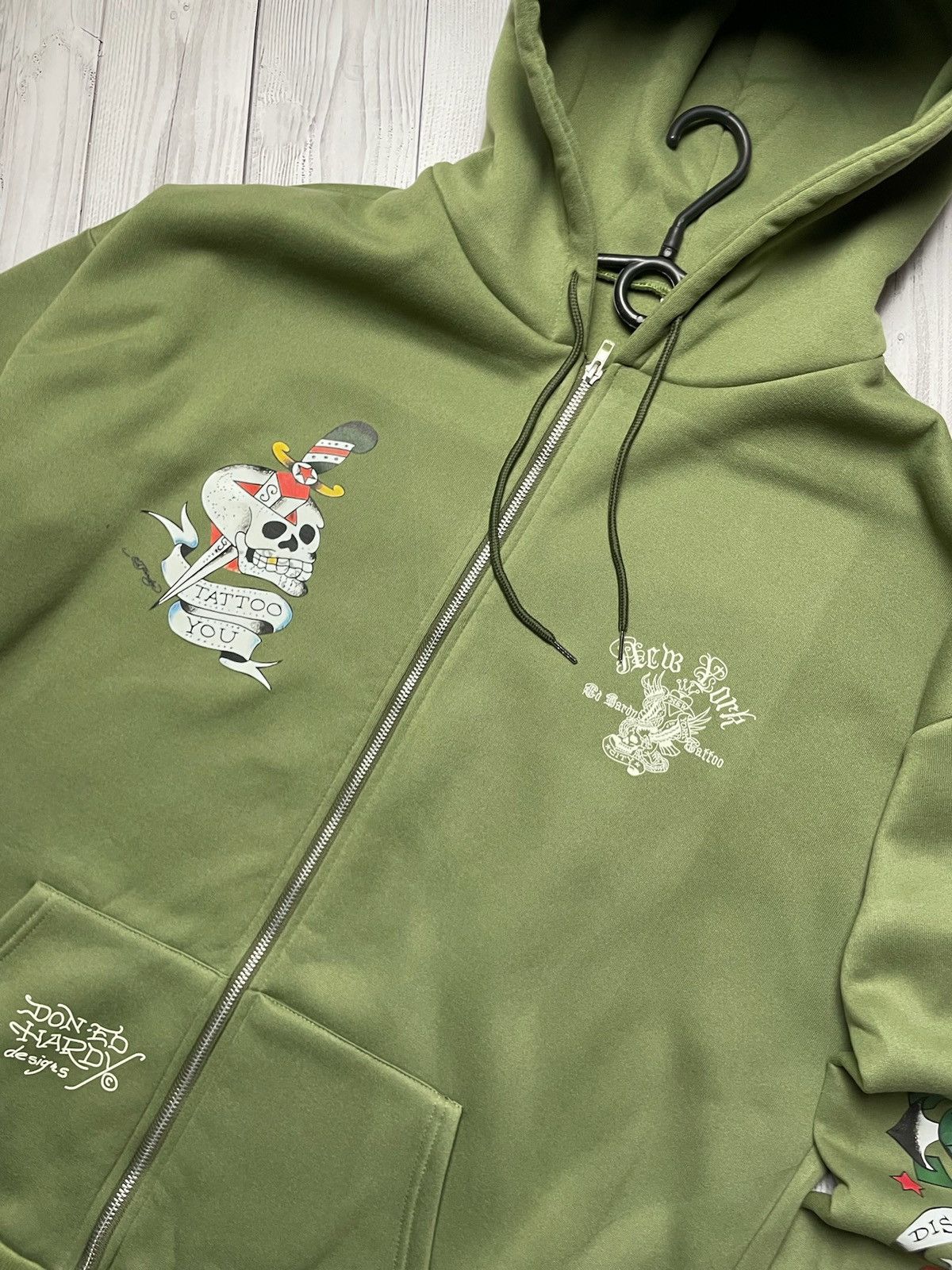 Ed Hardy × Vintage Vintage Ed Hardy green hoodie size XL logo Size US XL / EU 56 / 4 - 4 Thumbnail