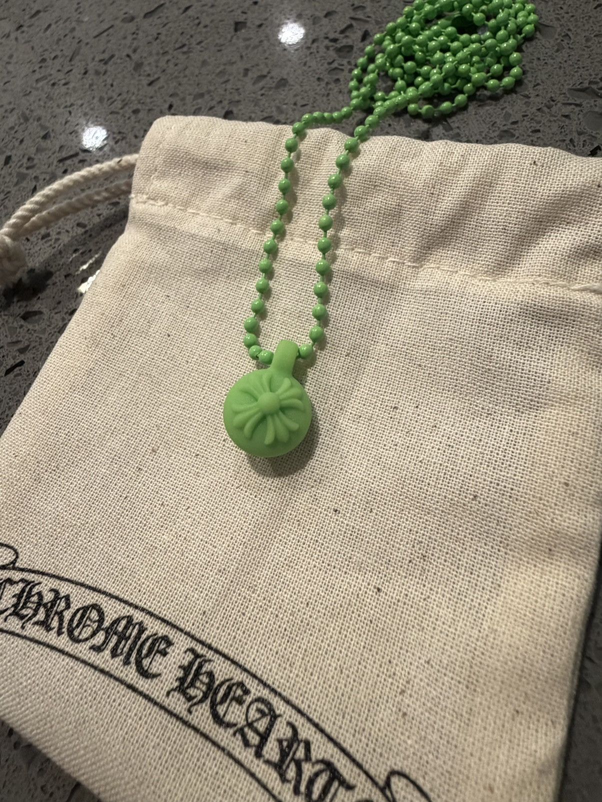 Chrome Hearts CH Silichrome Crossball Pendant Necklace Green Size ONE SIZE - 2 Thumbnail