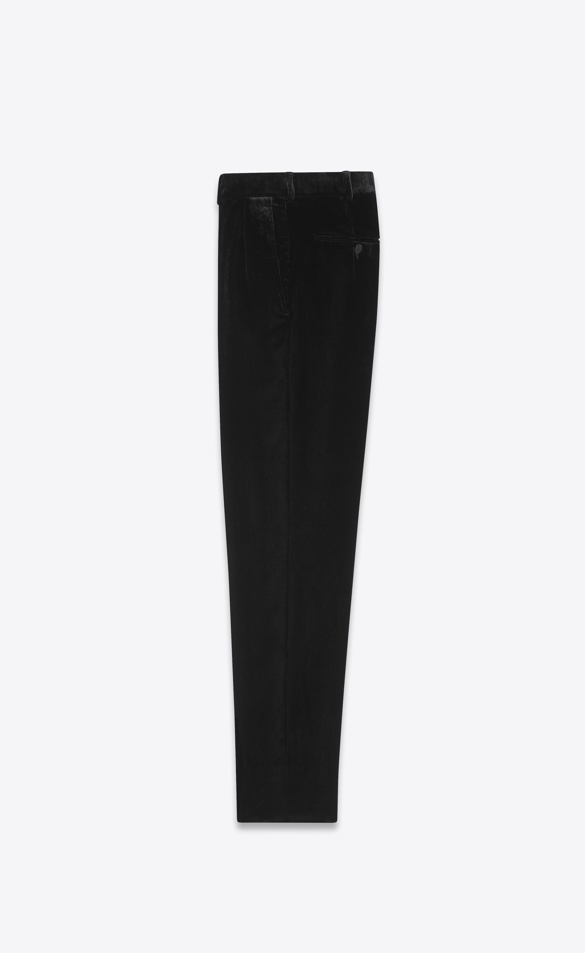 Saint Laurent Paris o1s1wg111124 Carrot-Fit Pants in Shimmering Velvet in Black Size US 34 / EU 50 - 2 Thumbnail