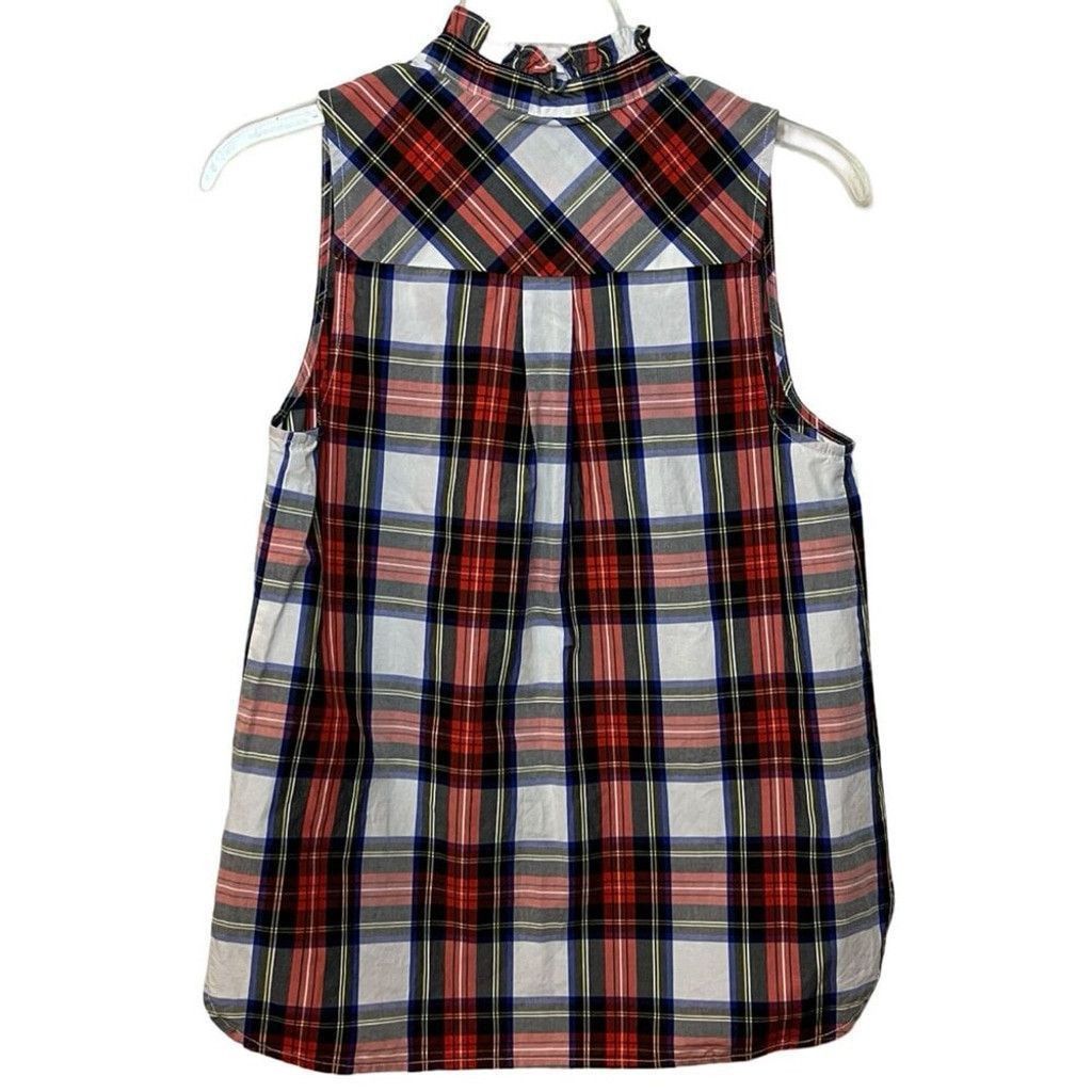 J.Crew J. Crew Holiday White Red Plaid Smock Sleeveless Top Sz 2 XS Size XS / US 0-2 / IT 36-38 - 6 Thumbnail