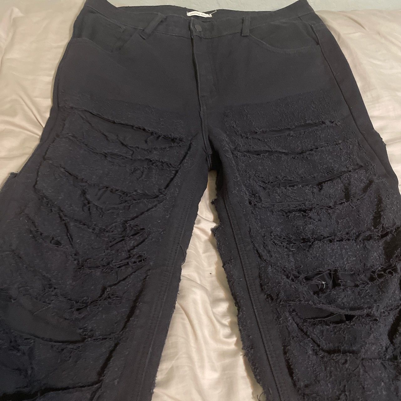 image of Vintage Rotting Denim Ripped Jeans in Black, Men's (Size 36)