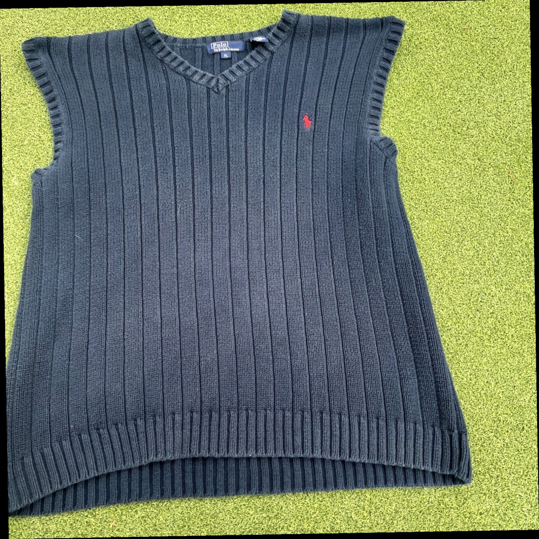 Polo Ralph Lauren Polo Ralph Lauren Vest Mens Xl V-Neck Knit Pullover Sweater Ribbed Navy Blue Size US XL / EU 56 / 4 - 5 Thumbnail