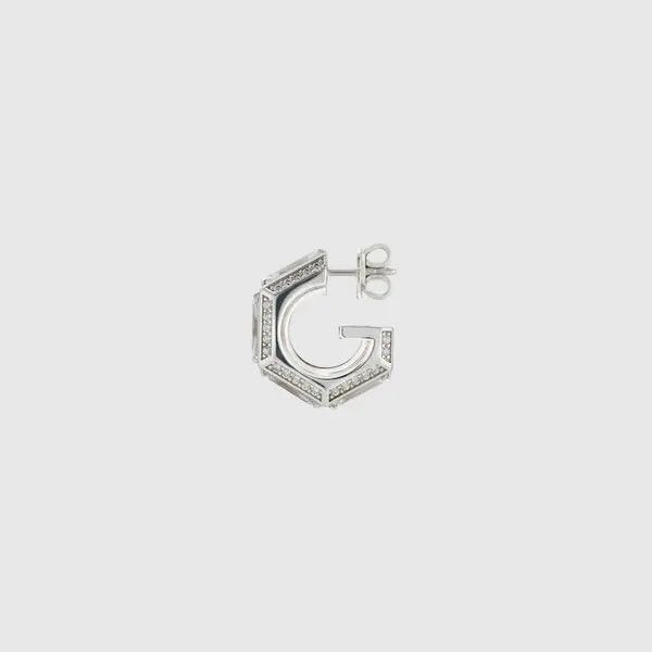 Gucci oc11z0126 Size: OS / Hoop Earring Zirconia Geometric Silver Size ONE SIZE - 2 Thumbnail