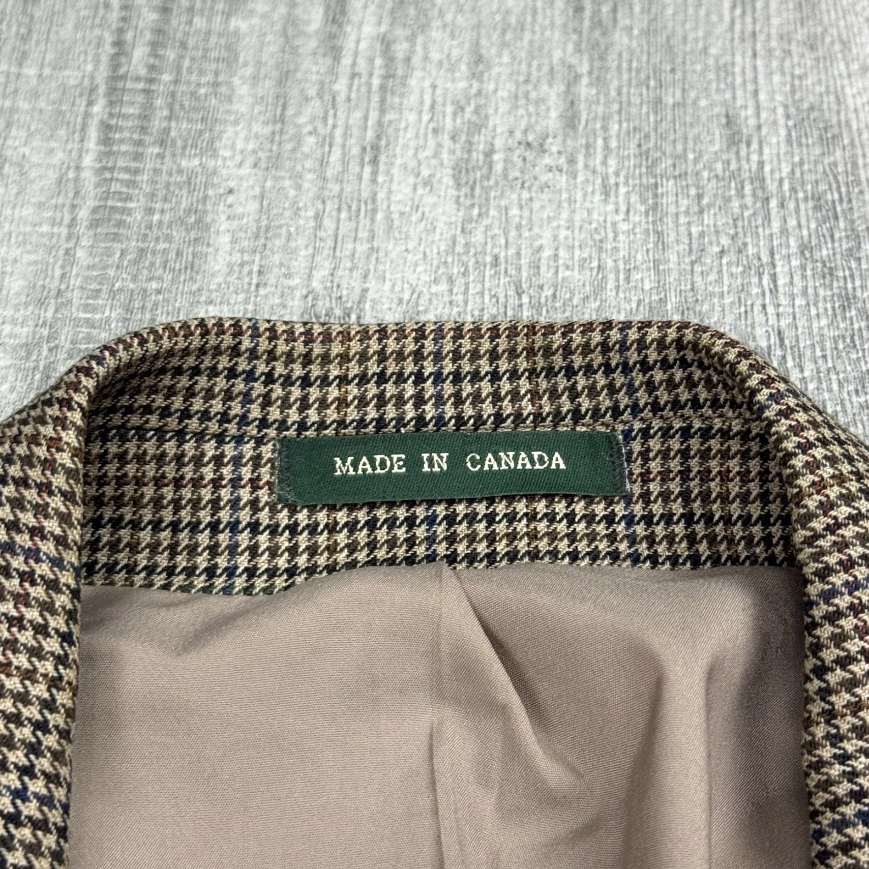 Ralph Lauren VINTAGE Lauren Ralph Lauren Men Sport Coat Blazer Houndstooth Beige 42R Wool Silk 2-Button Notch Lapel Single-Breasted Regular Discount Mature 42 Mens Size 42R - 3 Thumbnail