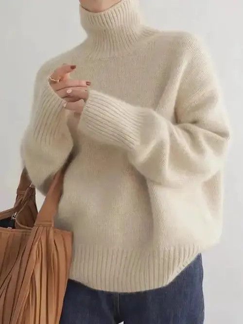 Japanese Brand Elegant Women's Turtleneck Cashmere Sweater Size L / US 10 / IT 46 - 1 Thumbnail