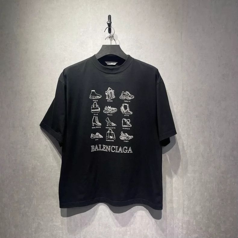 Balenciaga Balenciaga Black Shoes Pattern Printed Short Sleeve T-Shir Size US XS / EU 42 / 0 - 1 Thumbnail