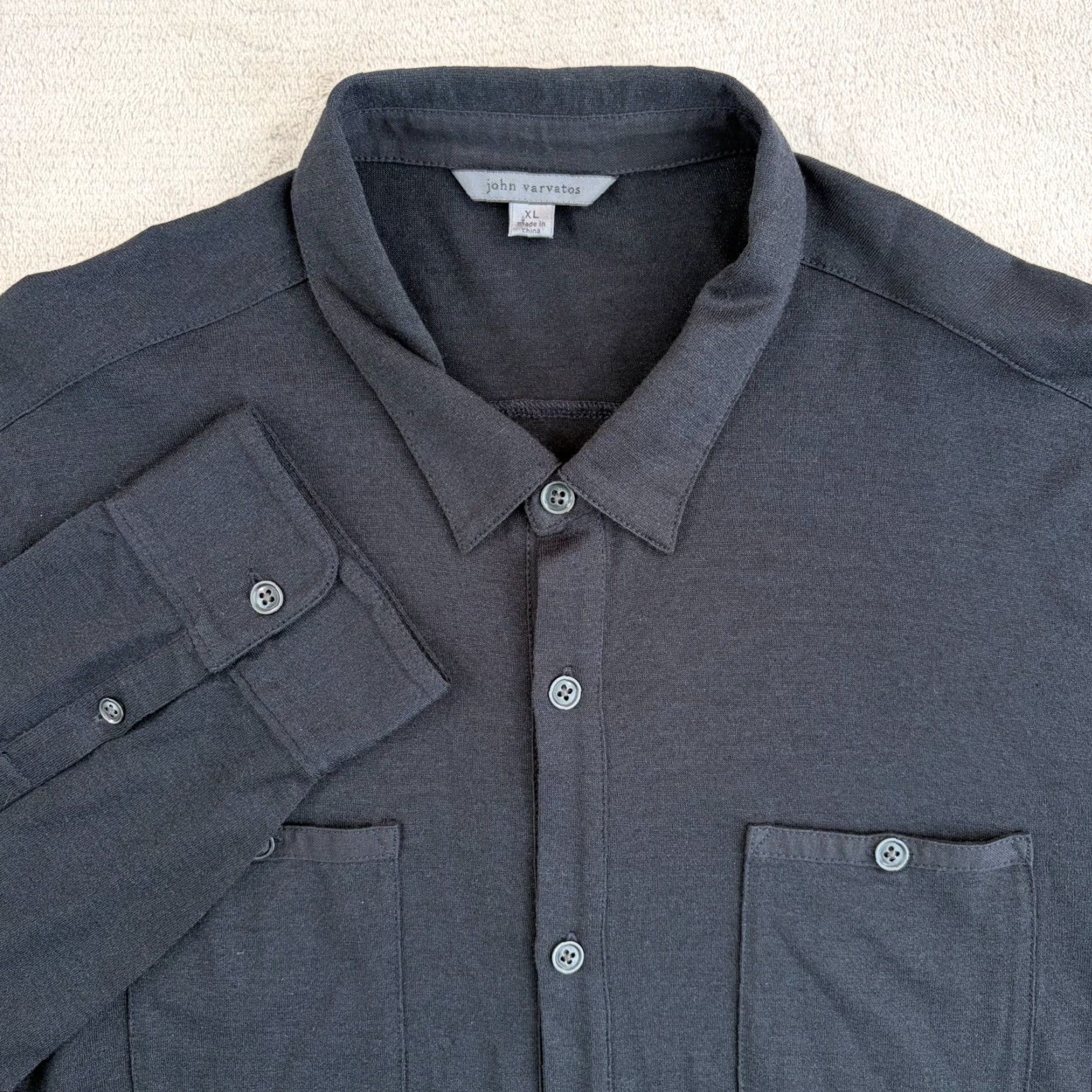 John Varvatos **John Varvatos Charcoal Silk Blend Men's Button-Up XL** User: John Varvatos Charcoal Silk Blend Men's Button-Up XL 95 Size US XL / EU 56 / 4 - 3 Thumbnail