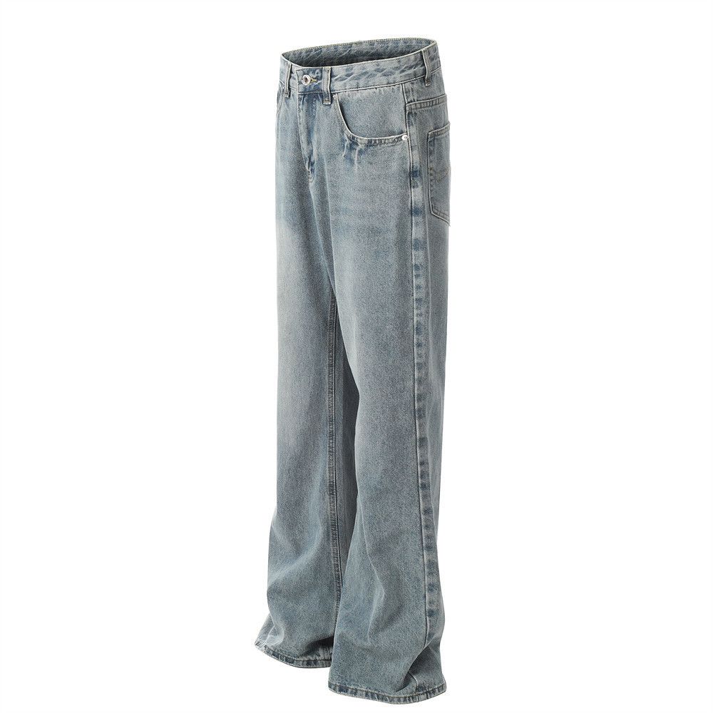 Japanese Brand × Jean Casual distressed wide-leg straight jeans Size US 33 - 2 Thumbnail