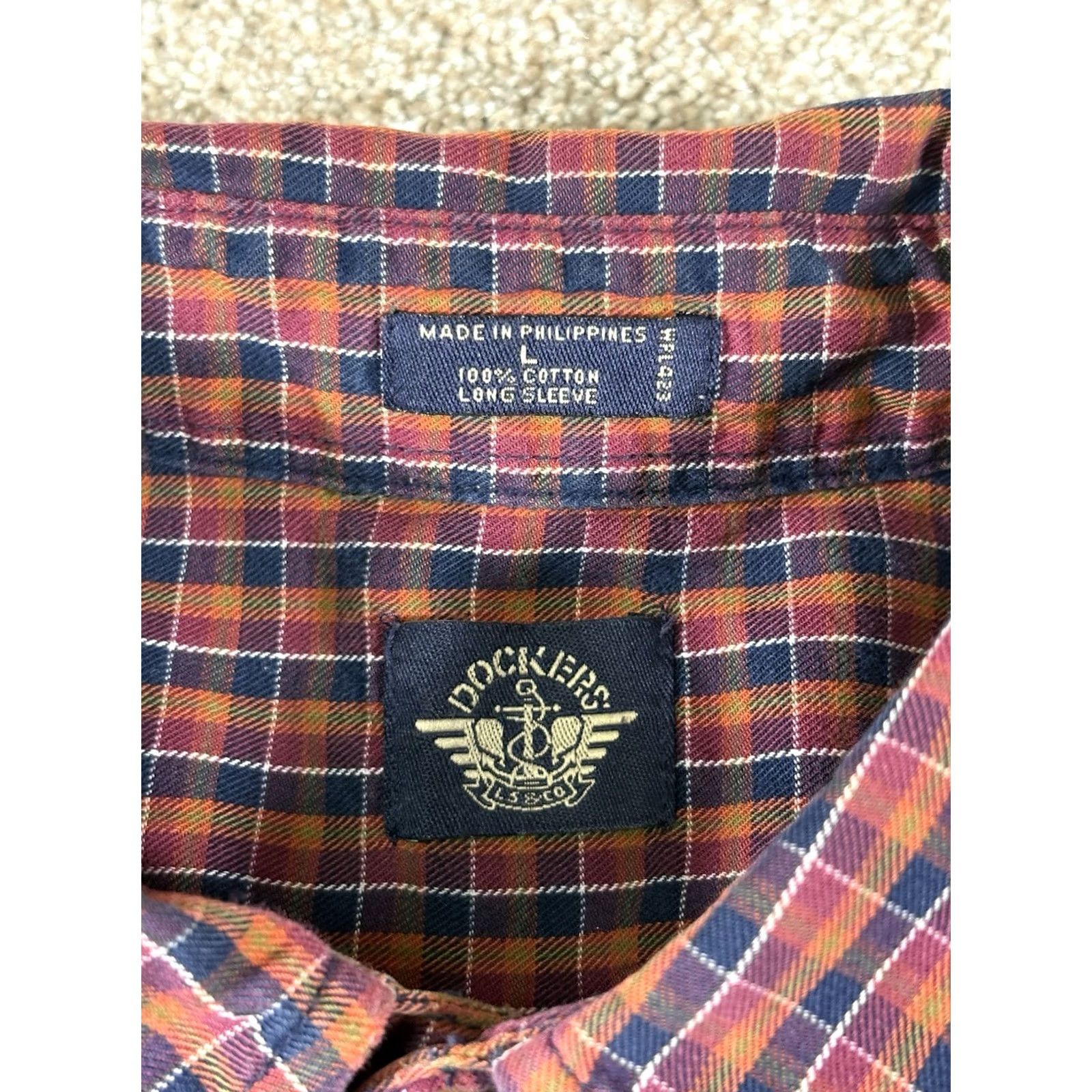 Dockers VINTAGE Dockers Plaid Long Sleeve Shirt Men Large Cotton Button Red 100% Size US L / EU 52-54 / 3 - 3 Thumbnail