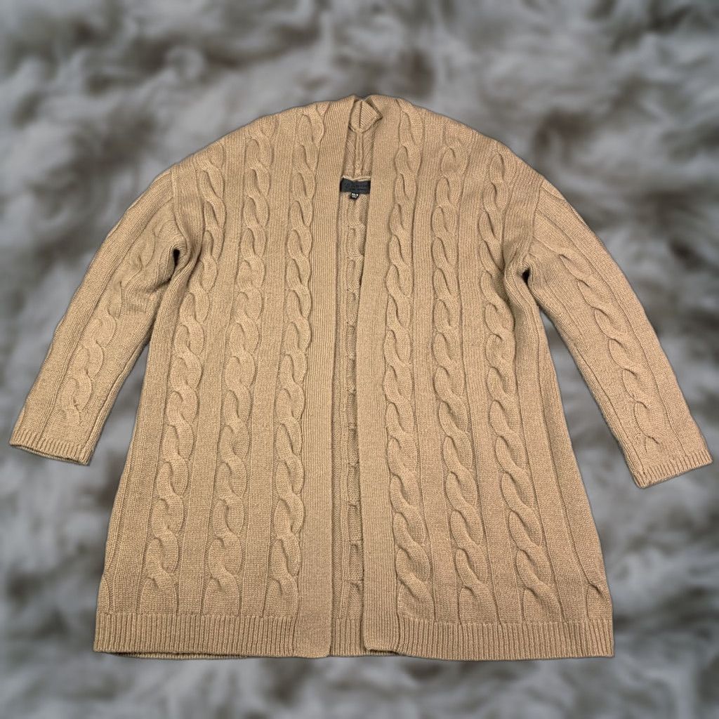 Nili Lotan Cashmere Cardigan Sweater Womens Small Brown Cable Knit Serene Duster