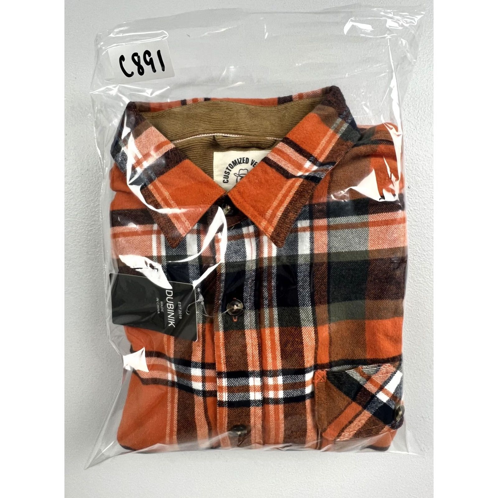 Vintage DUBINIK Shirt Mens M Orange Plaid Flannel Button Front Long Sleeve Casual Size US M / EU 48-50 / 2 - 7 Thumbnail