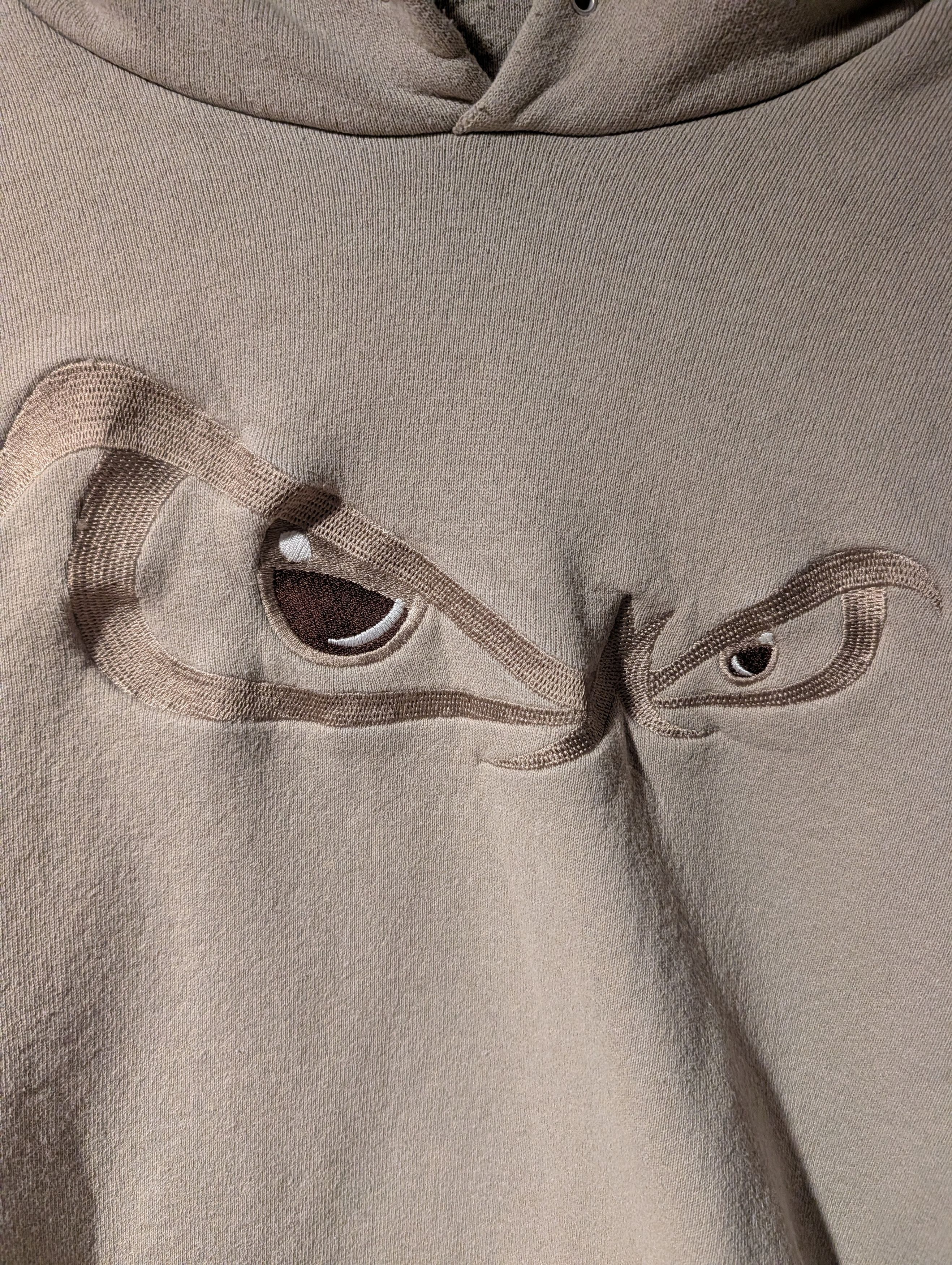 No Fear Vintage 90s No Fear Eyes Embroidered Pullover Hoodie Tan XL Size US XL / EU 56 / 4 - 2 Thumbnail