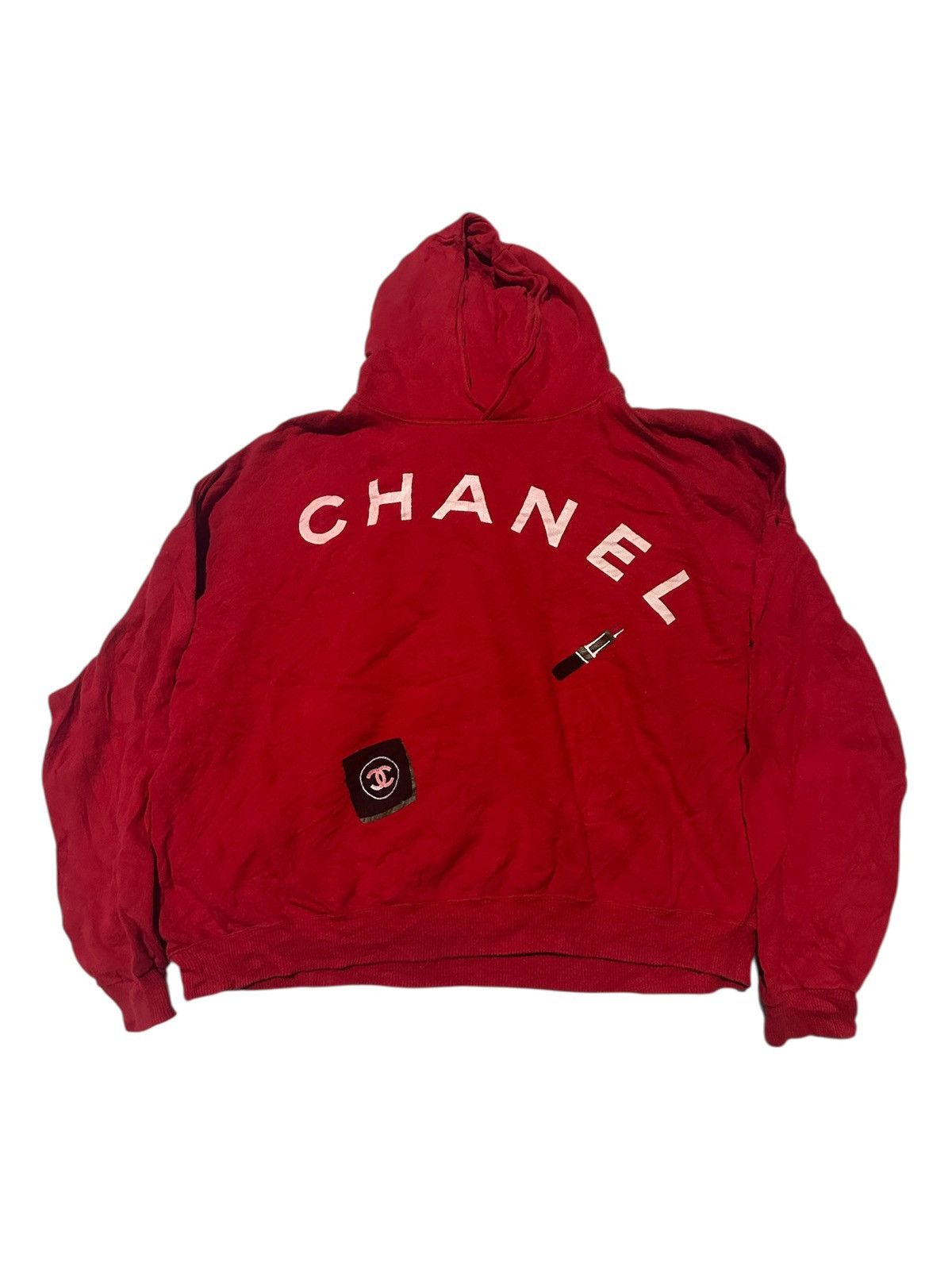 Chanel Vintage Chanel Boutique Red Hoodie Lipstick Graphic Logo CC Size L / US 10 / IT 46 - 1 Thumbnail