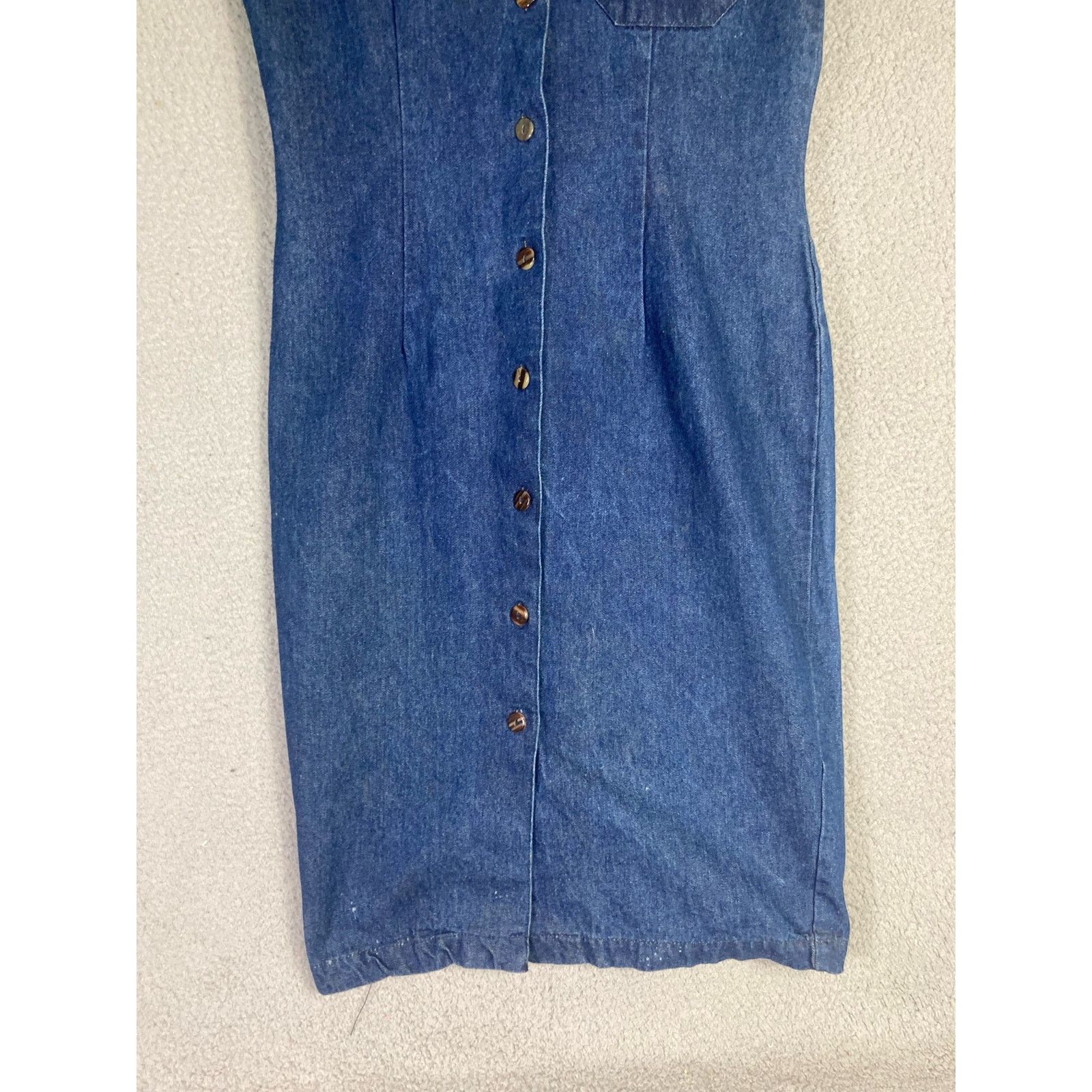 Esprit Vintage Denim Dress Women's 8 Blue Knee Length Sleeveless Size M / US 6-8 / IT 42-44 - 8 Thumbnail