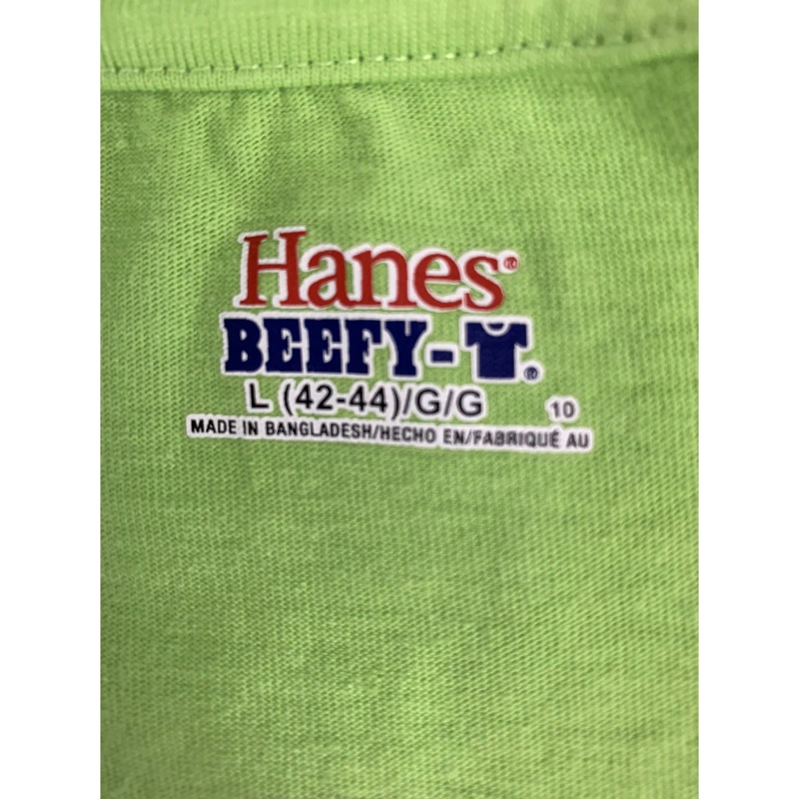Hanes VINTAGE Large Men's The Brandon Marshall Foundation Bright Green Long Sleeve Logo Tshirt Size US L / EU 52-54 / 3 - 8 Thumbnail