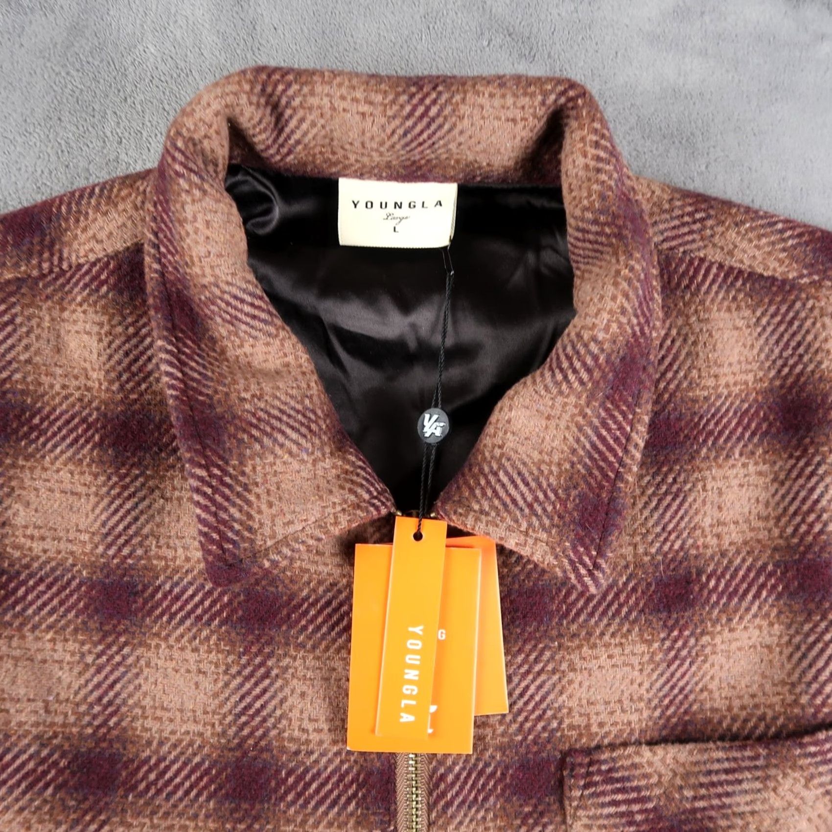 YoungLA VINTAGE Young LA Plaid Flannel Zip Up Jacket L Mens Brown Size L Jacket Bomber Shirt Size US L / EU 52-54 / 3 - 3 Thumbnail