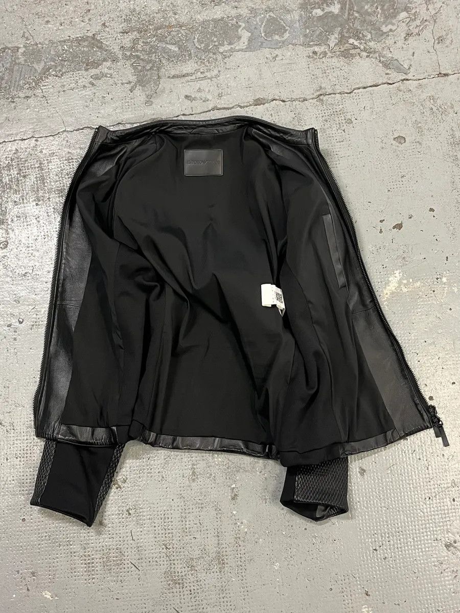 Emporio Armani FW2019 Emporio Armani Biker Black Leather Woven Jacket Size US M / EU 48-50 / 2 - 9 Thumbnail