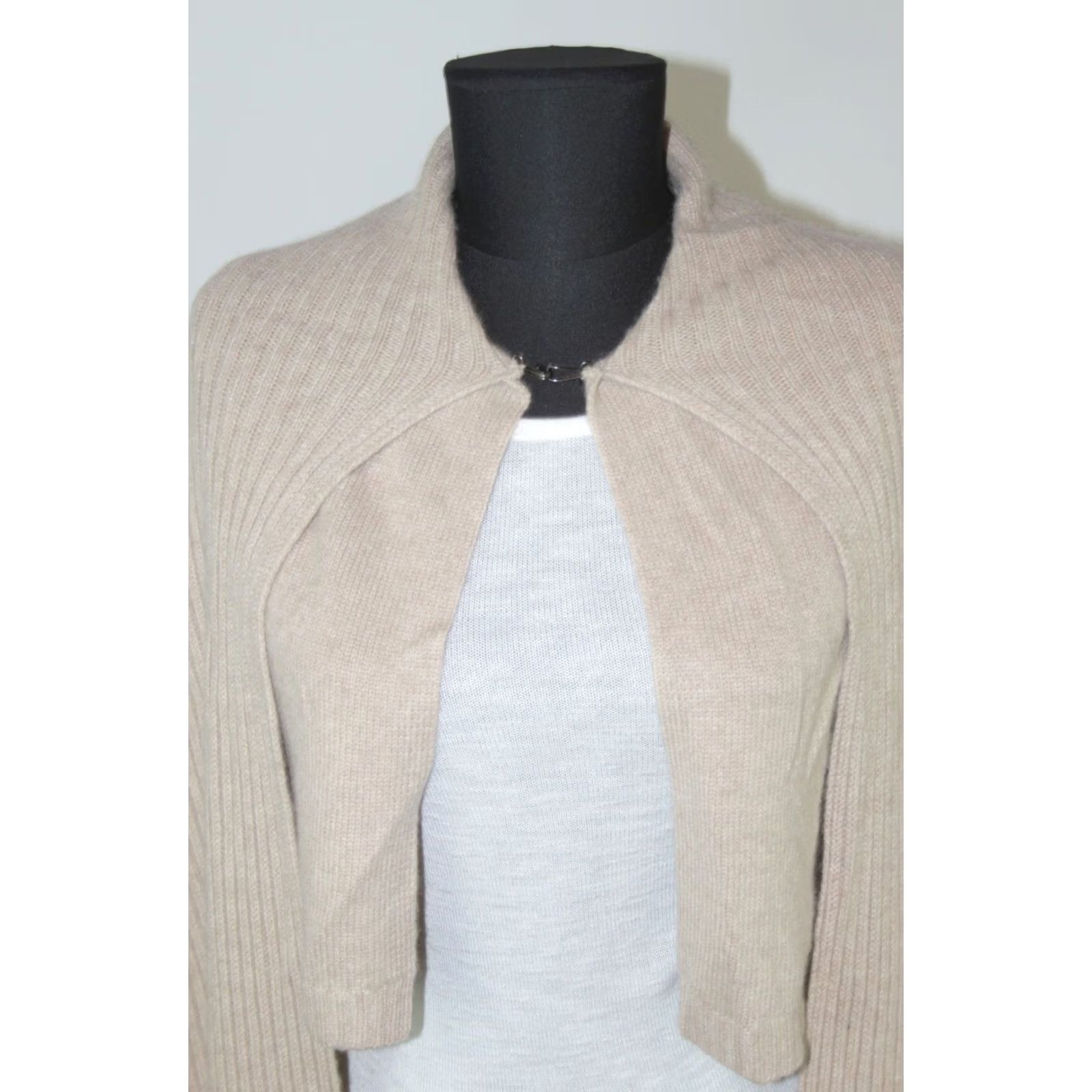 Vintage Fraas Cardigan One Size Womens 100% cashmere Beige Size ONE SIZE - 2 Thumbnail