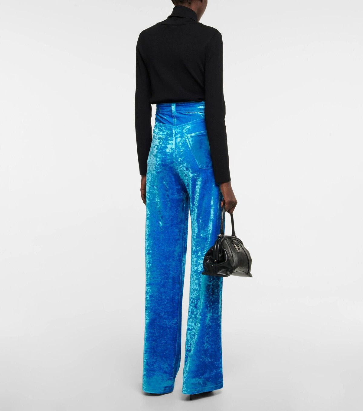 Balenciaga o1y0625 Velvet Casual Pant in Azure Size 27" / US 4 / IT 40 - 4 Thumbnail