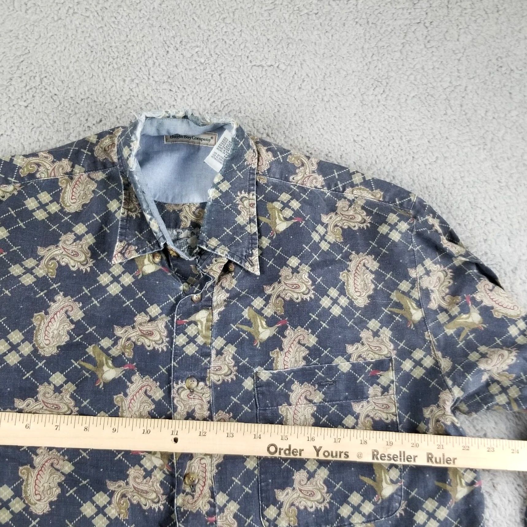 Bugle Boy Bugle Boy Men Shirt Adult Medium Blue Duck All Over Print Button-Down Casual Grunge Hunting Size US M / EU 48-50 / 2 - 5 Thumbnail