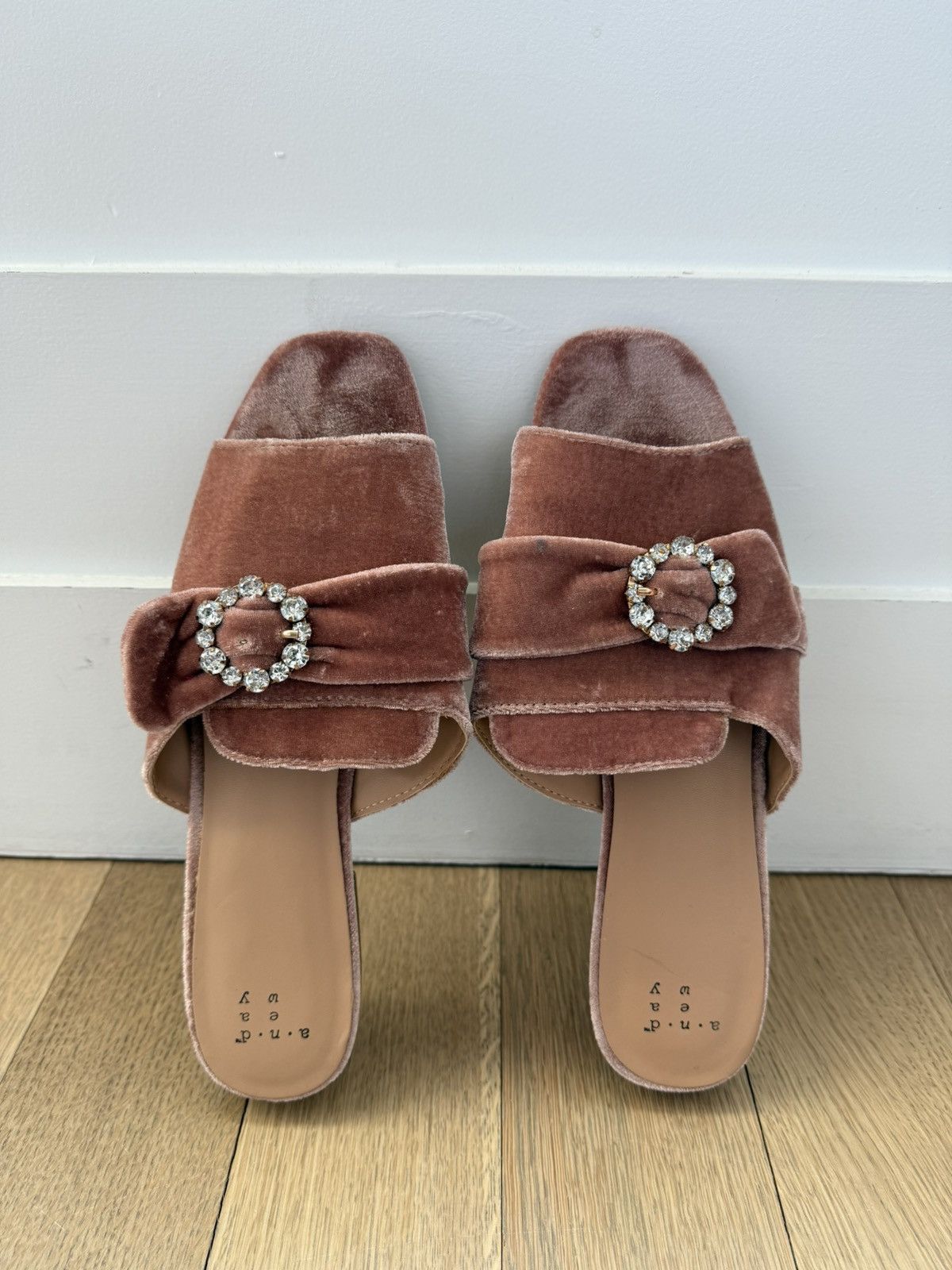 & Other Stories Pink Velvet Slide Sandals Size US 9 / IT 39 - 1 Preview