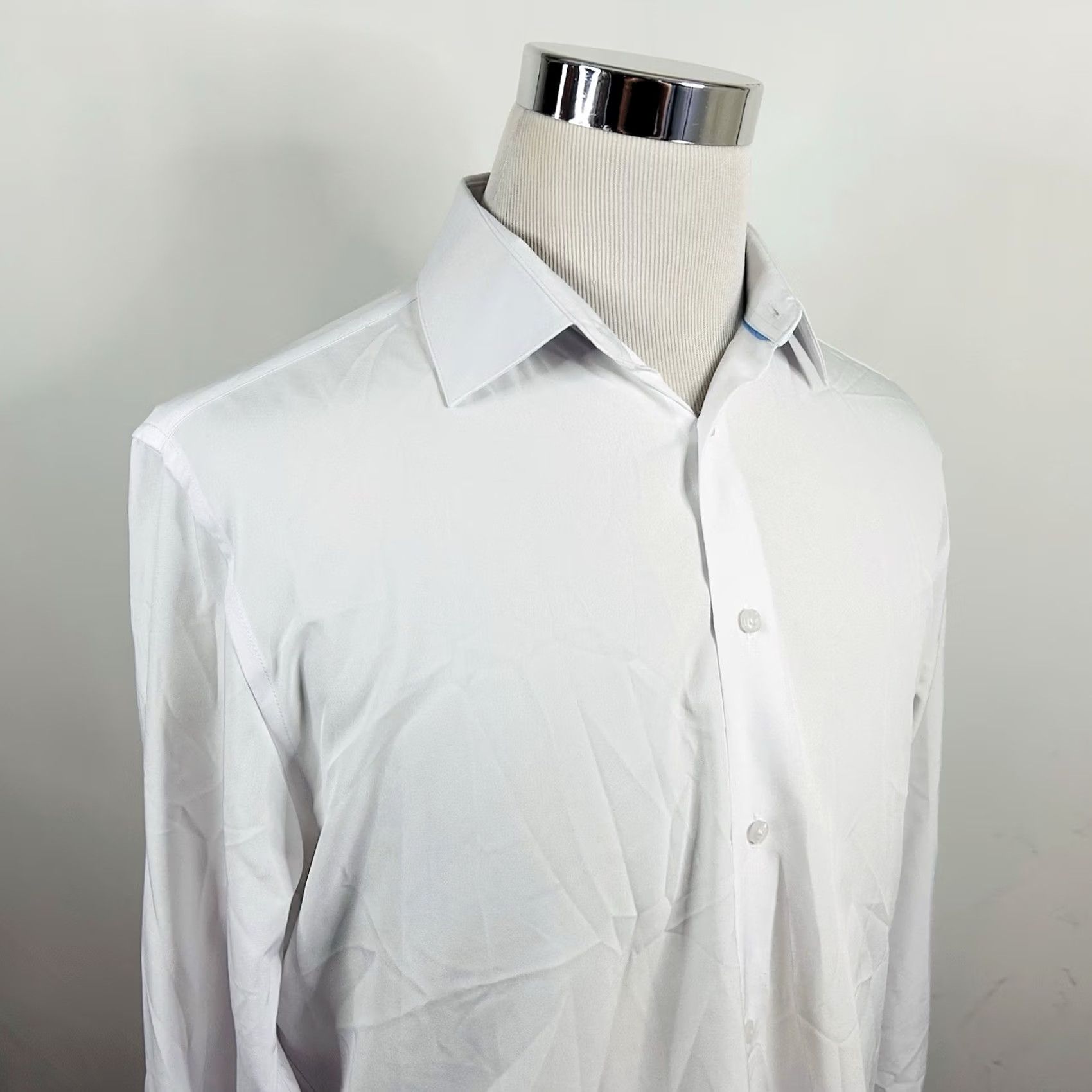 Nautica Nautica Dress Shirt Slim White 16 16.5 34/35 Polyester Blend Formal Button Collar Spread Mens Regular Size Size 46R - 2 Thumbnail