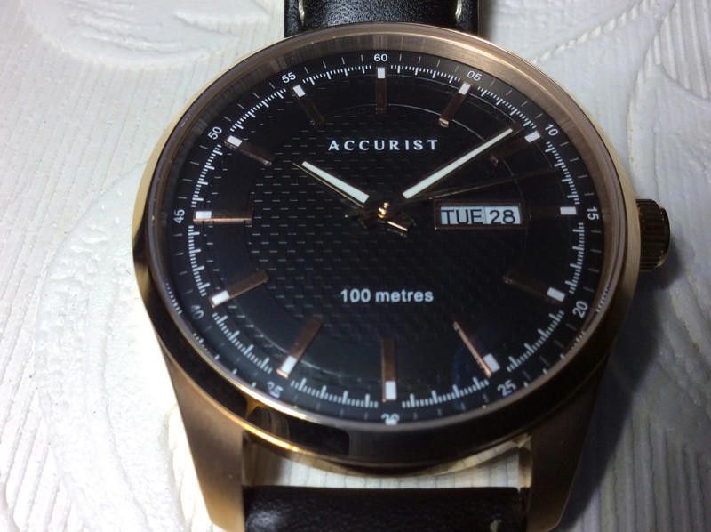 Designer Accurist men's black dial black leather strap watch Size ONE SIZE - 1 Thumbnail