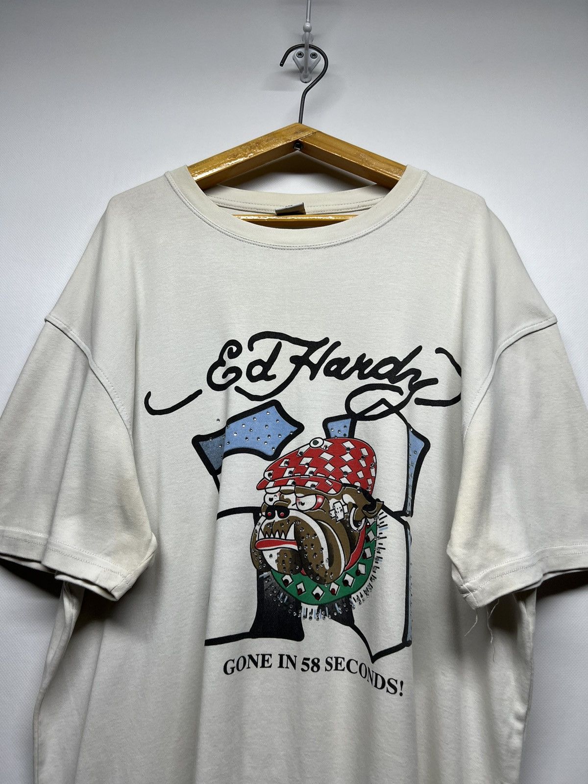 Ed Hardy Vintage Y2k Thrashed Ed Hardy Japan Dog 🐶 T-Shirt 00’s Size US XXL / EU 58 / 5 - 2 Thumbnail
