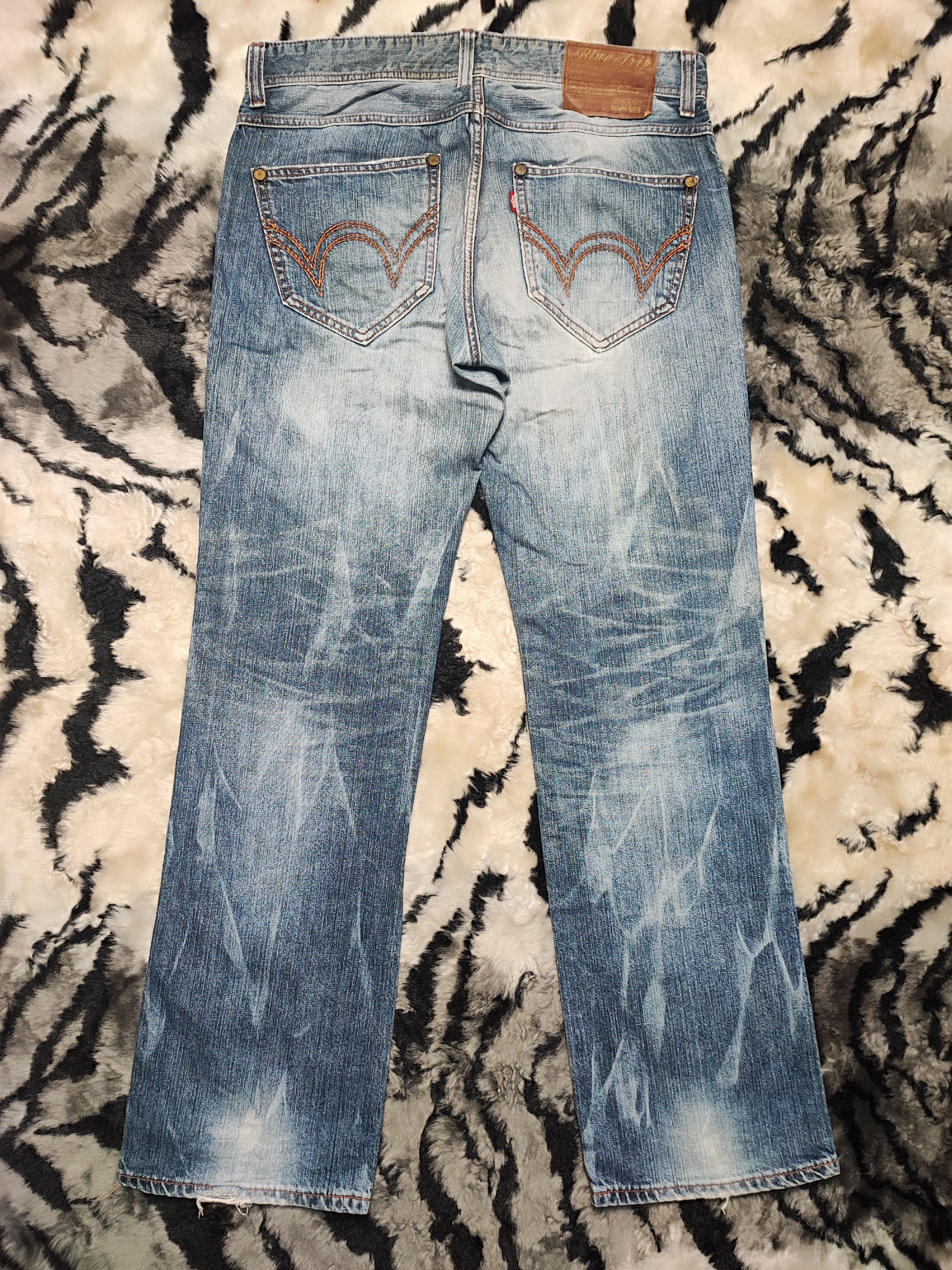 Edwin Edwin 503 Blue Trip Japan Distressed Jeans Size US 33 - 12 Thumbnail