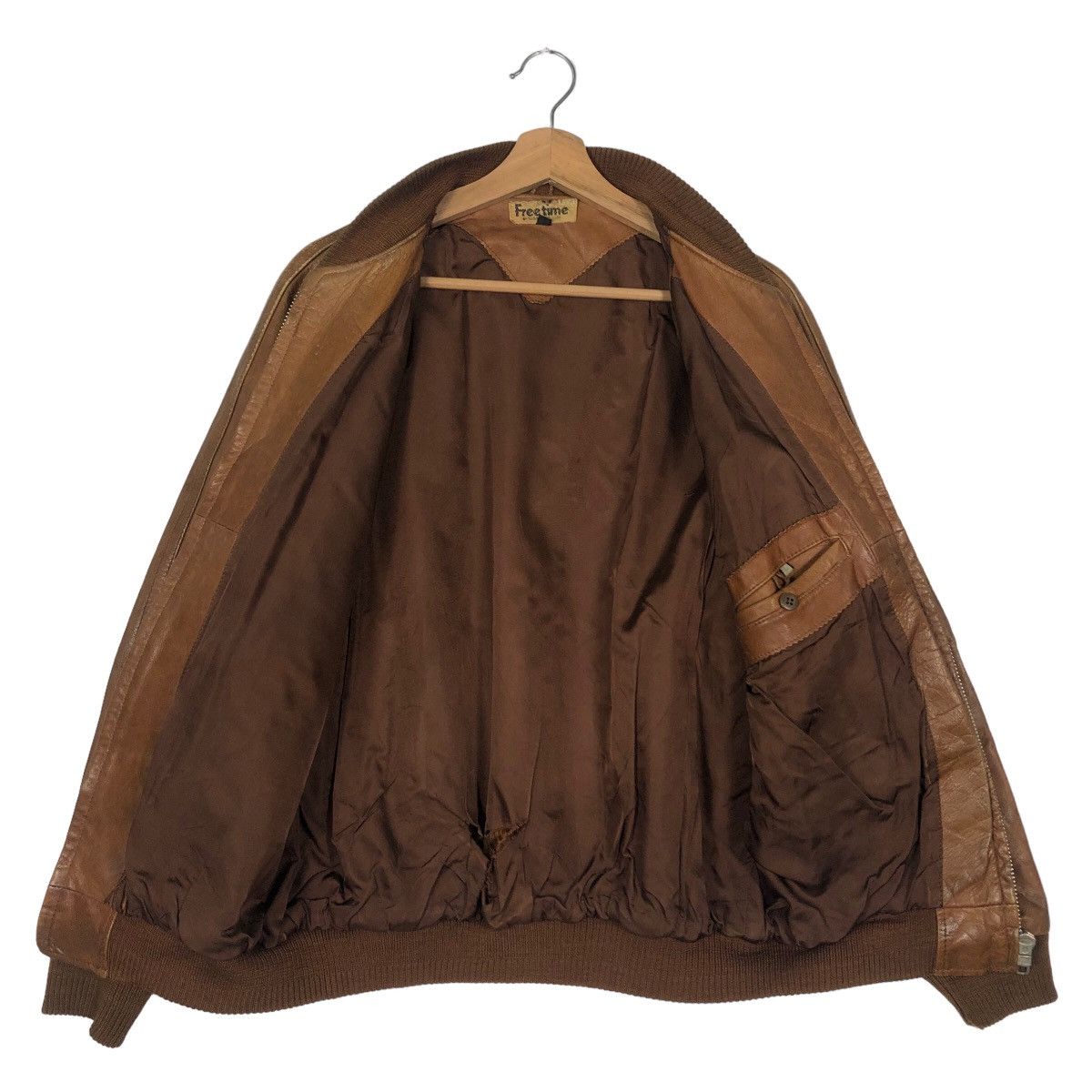 Japanese Brand 🔥90’s Vintage Leather Bomber Jacket Free Time Issey Miyake Size US XL / EU 56 / 4 - 10 Thumbnail