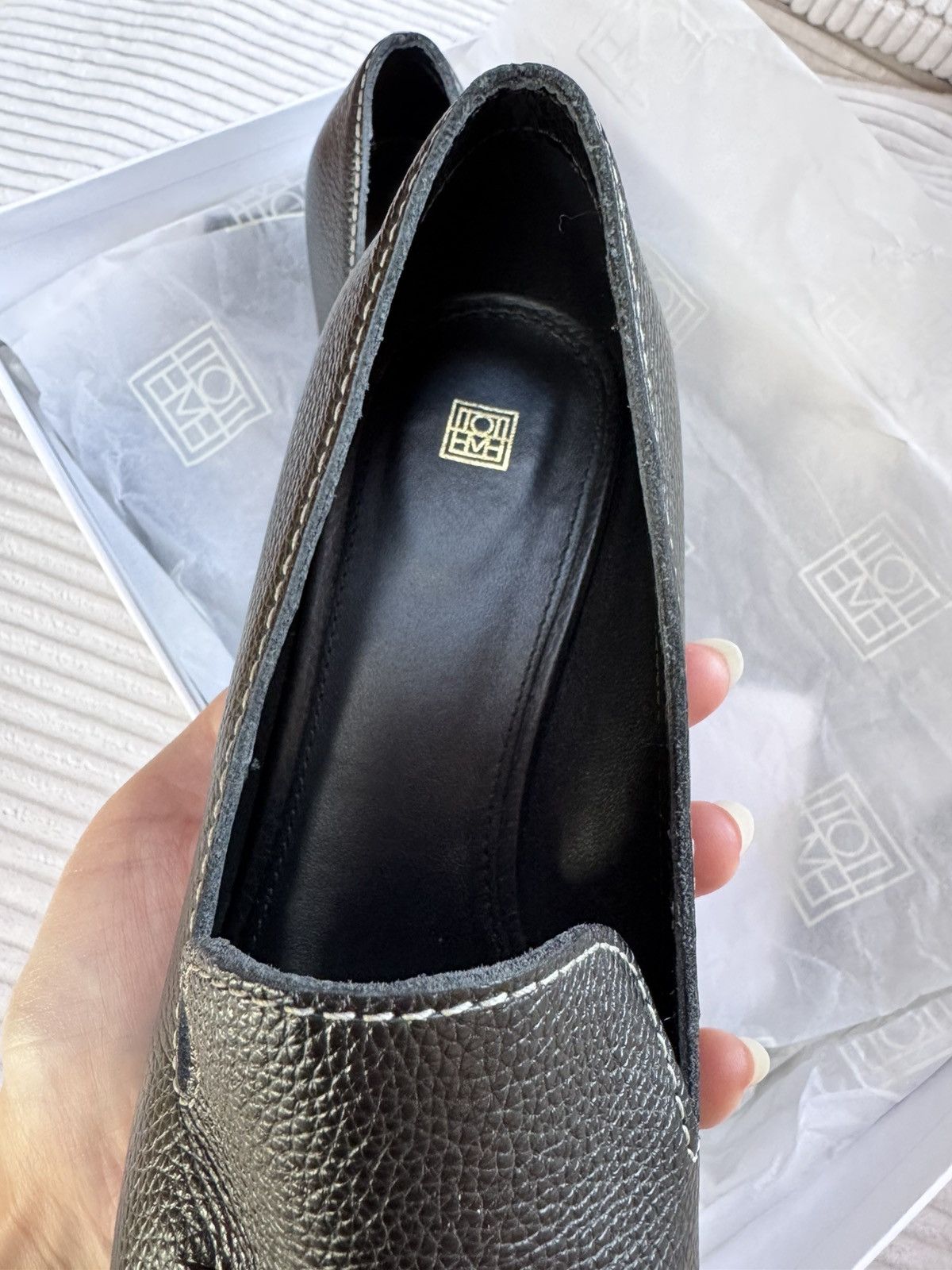 Toteme Toteme Womens Black Cutout Kitten Leather Heel Loafer Shoes Size US 6 / IT 36 - 6 Thumbnail
