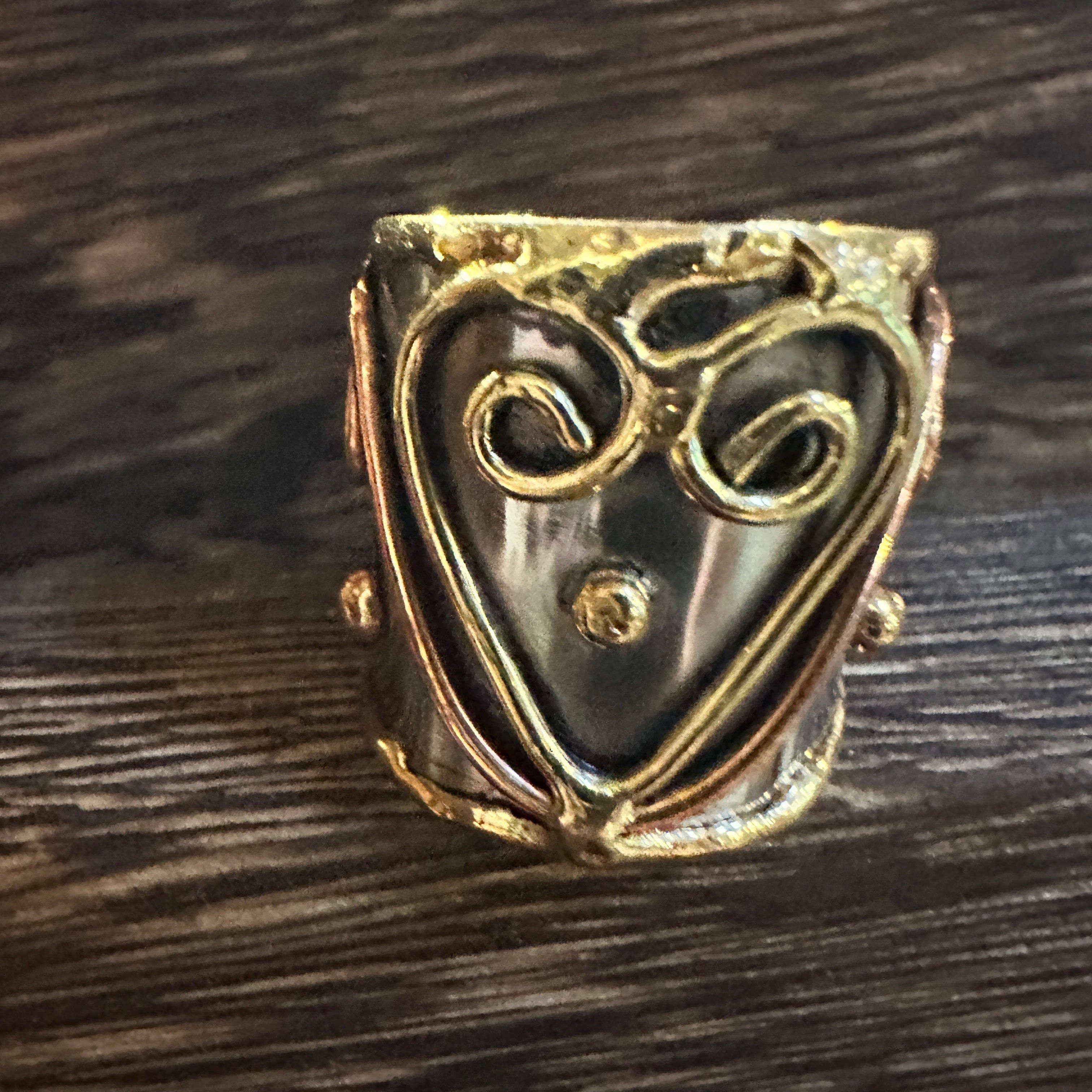 Other Artisan Crafted Silver & Copper Heart Wide Cuff Ring in Gift Size ONE SIZE - 3 Thumbnail