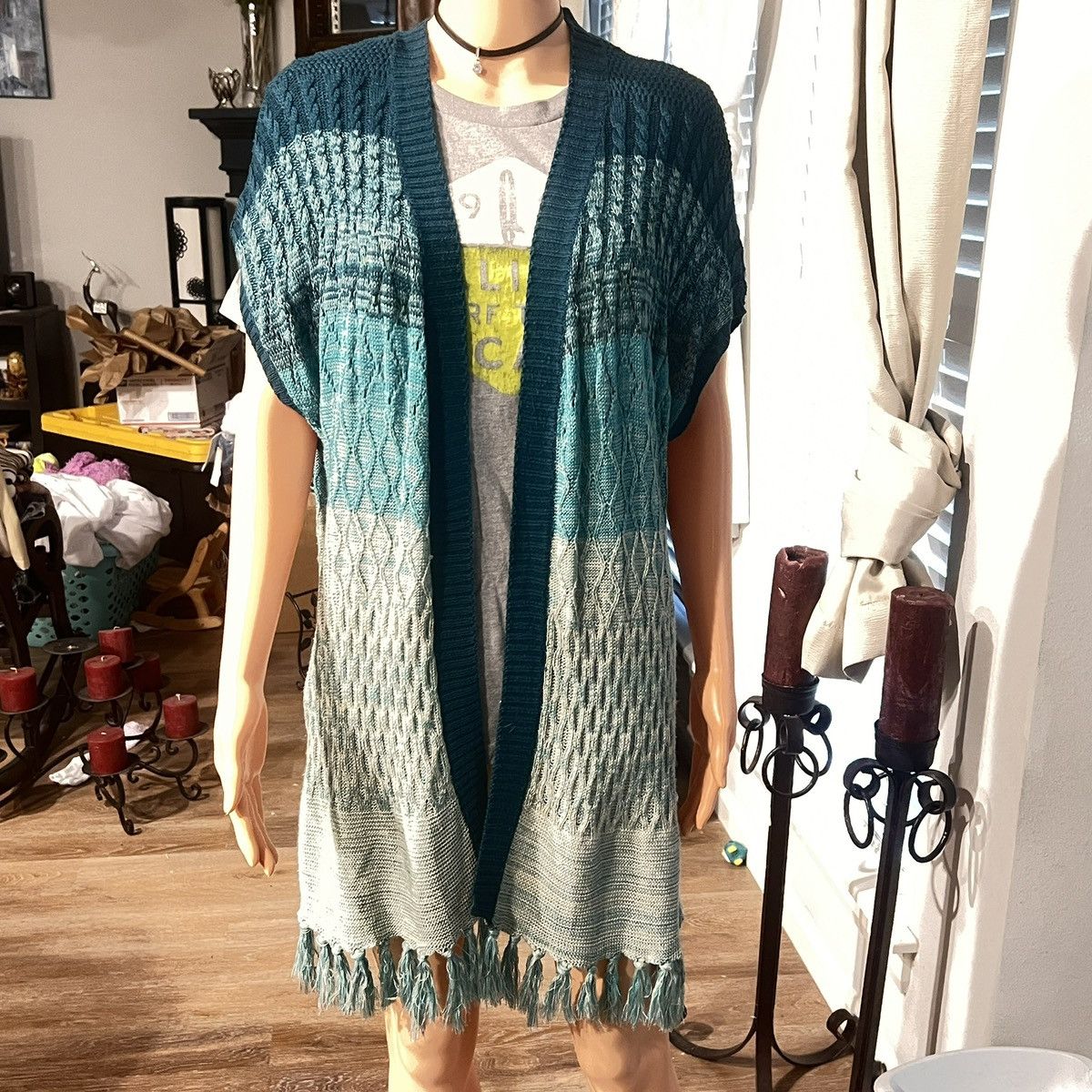 Other Art and Soul Women's Open Front Knit Tunic with Fringe Size M / US 6-8 / IT 42-44 - 1 Thumbnail