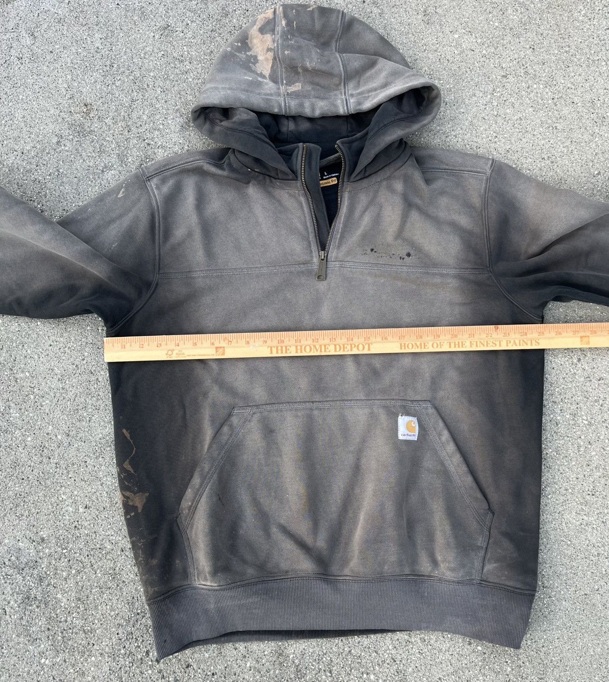 Carhartt Custom Carhartt 1/4 Zip Hoodie Sun Fade Thrash Rain Defender Size US L / EU 52-54 / 3 - 5 Thumbnail