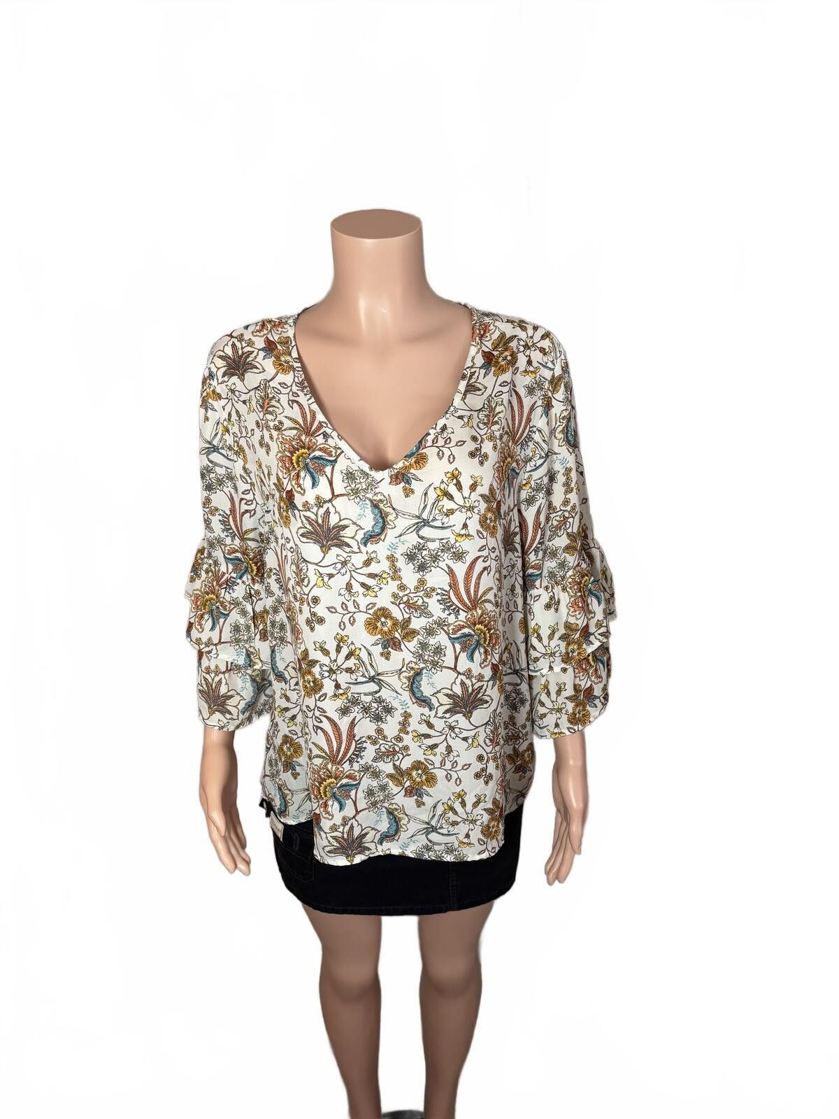 J.Crew Boho Coastal Cottagecore Floral Bell Sleeve Blouse Peasant. Size XL / US 12-14 / IT 48-50 - 2 Thumbnail