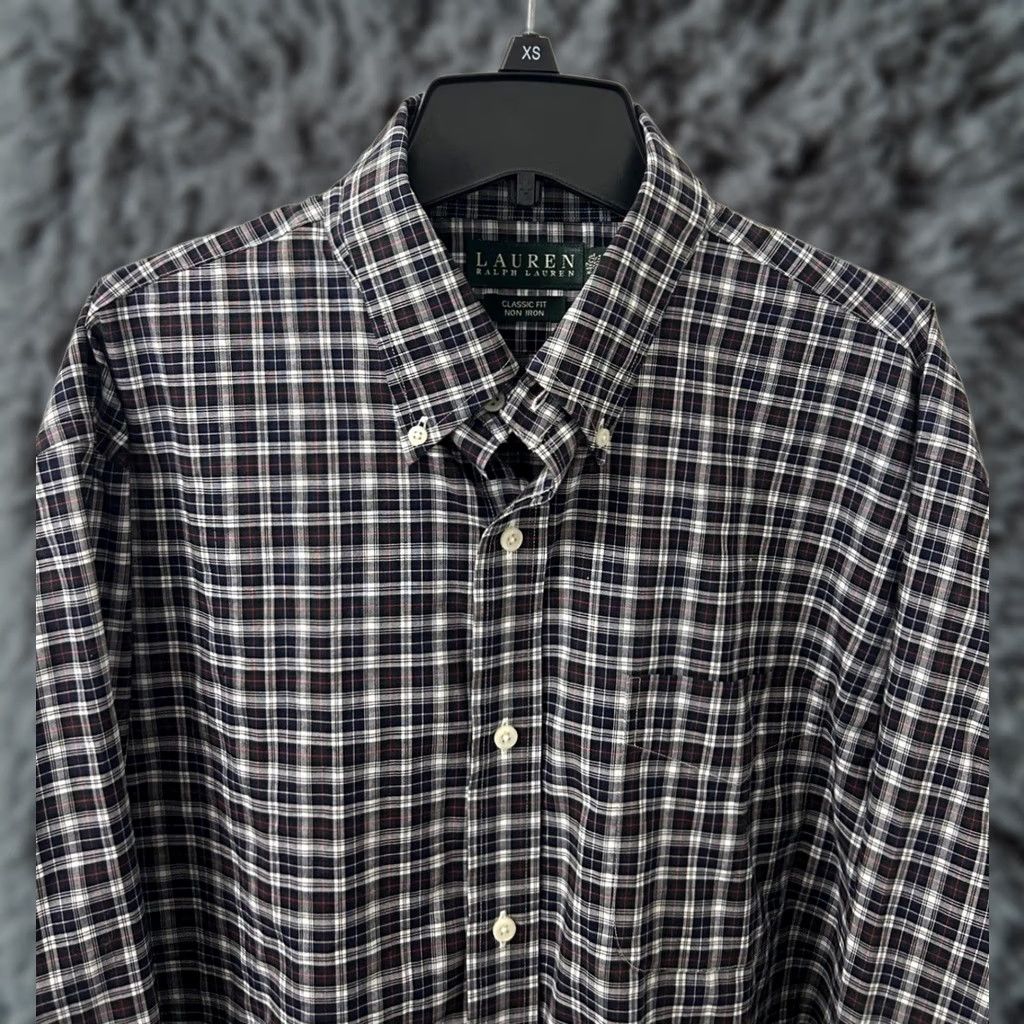 Ralph Lauren Lauren Ralph Lauren Shirt Mens 17 Black Plaid Oxford Classic Non-Iron Long Sleeve Button-Down Collar Size US XL / EU 56 / 4 - 1 Thumbnail