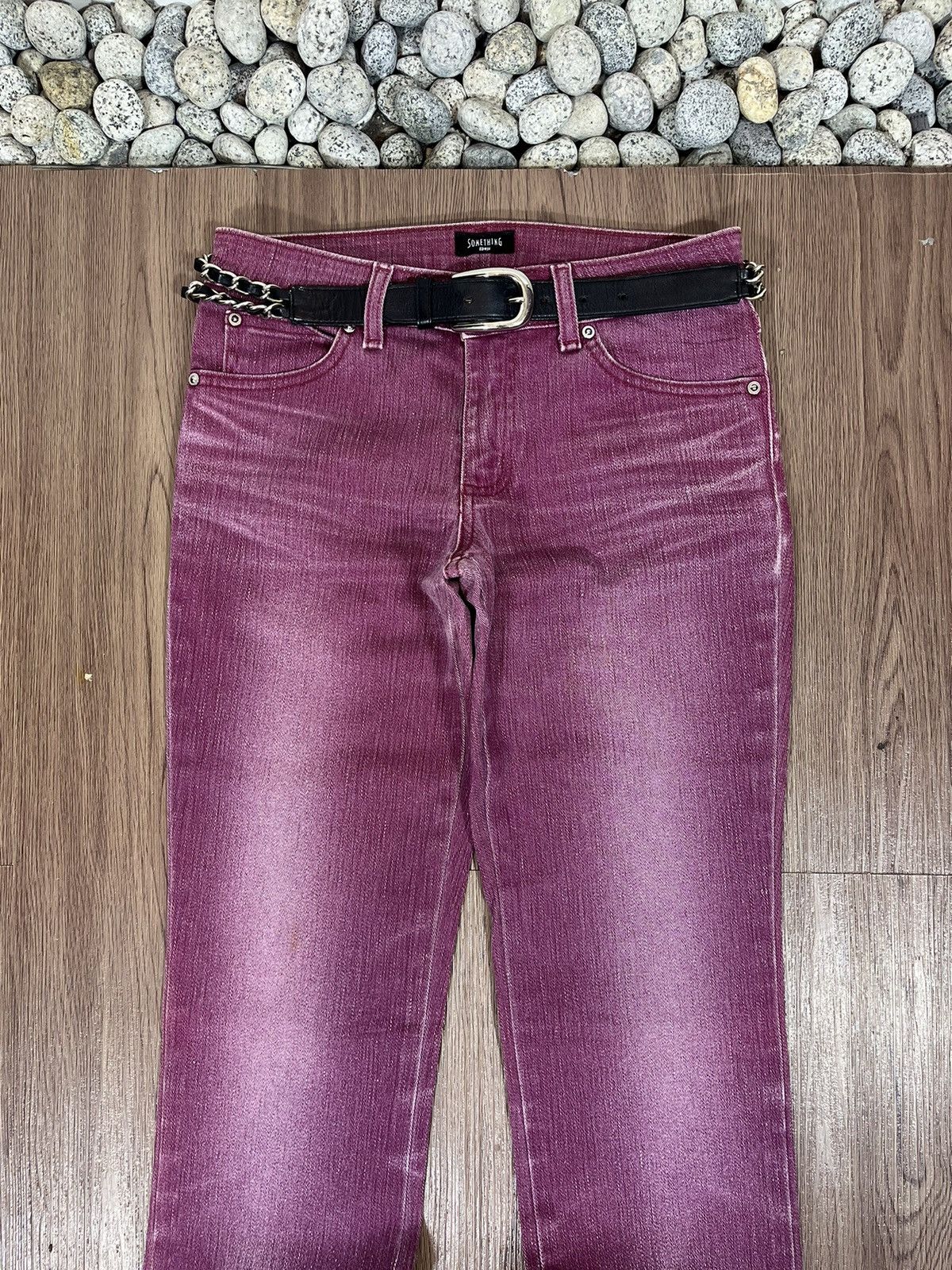 Edwin × If Six Was Nine × Tornado Mart Edwin Something Burgandy Washed Bootcut Jean with Chain Belt Size US 27 - 5 Thumbnail