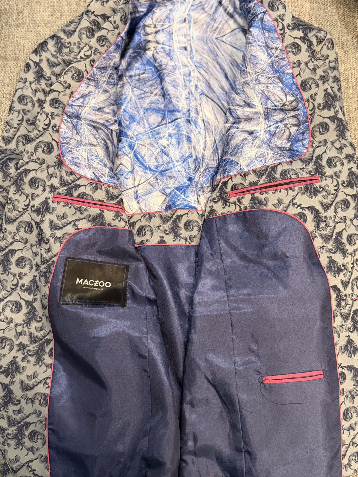 Maceoo MACEOO Paris Men’s Descartes Swirl Blue Blazer Size 40/3 NWT Size 40R - 5 Thumbnail