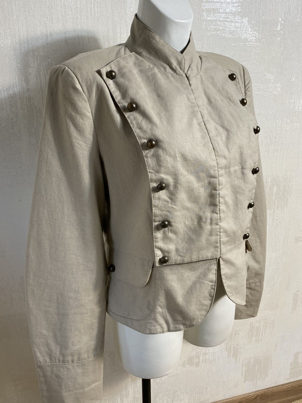 Japanese Brand Linen Napoleon Military Jacket Hussar Officer Blazer Beige Size XL / US 12-14 / IT 48-50 - 1 Thumbnail
