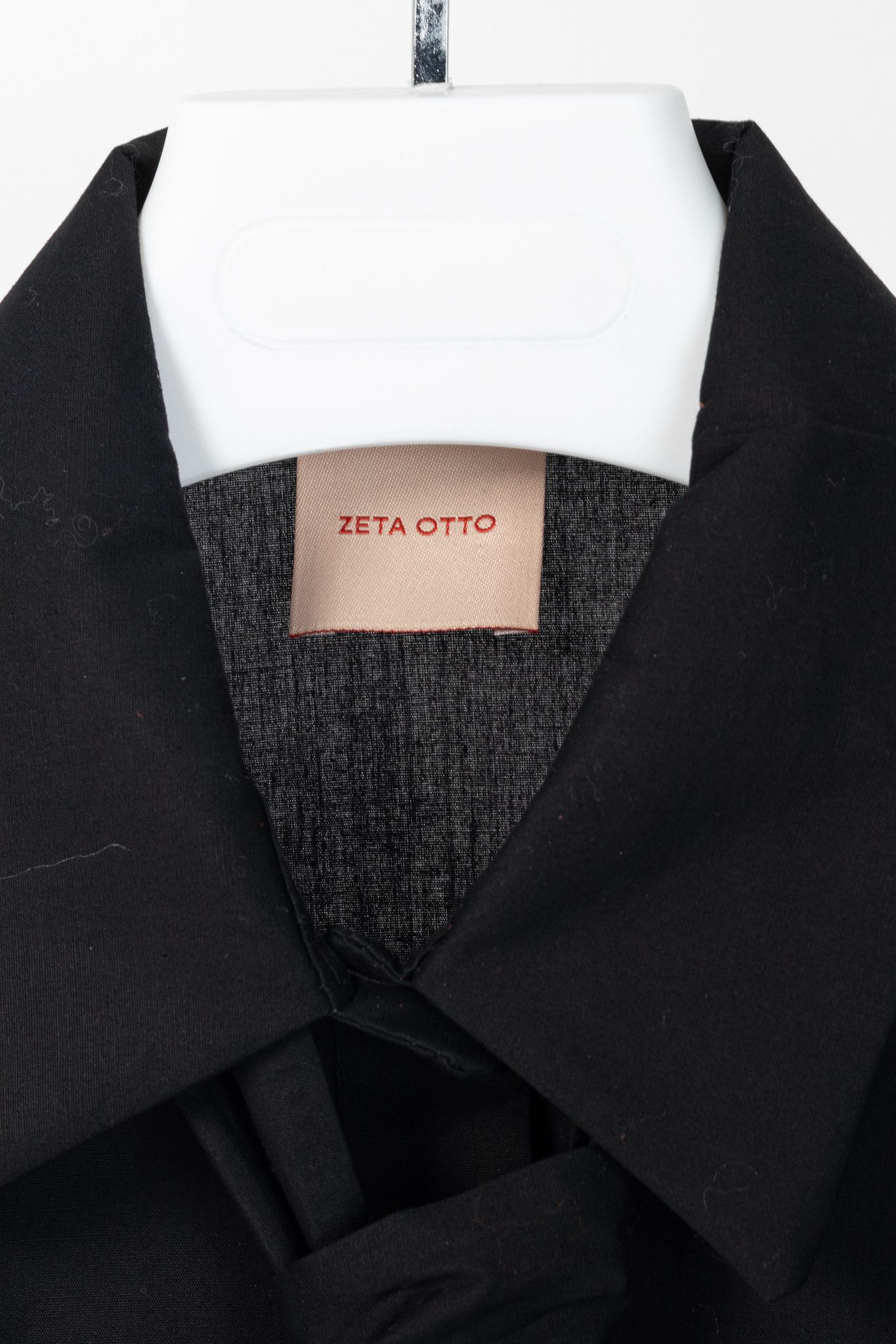 Other Zeta Otto Black Cotton Poplin Embellished-Tie Buttoned Shirt Size XL / US 12-14 / IT 48-50 - 4 Thumbnail
