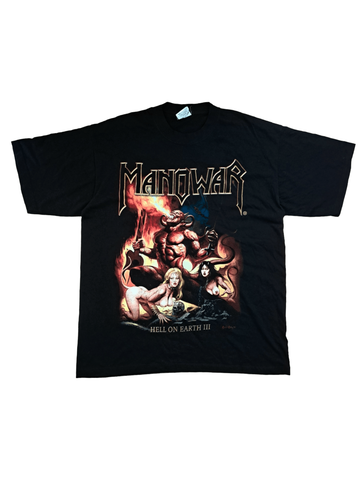 Gildan Vintage Retro Manowar at front and back 2003 Hell on Earth Size US XL / EU 56 / 4 - 1 Thumbnail