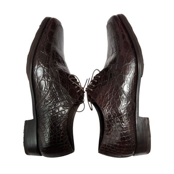 Prada Prada Brown Crocodile Leather Dress Shoes Size US 6.5 / EU 39-40 - 3 Thumbnail