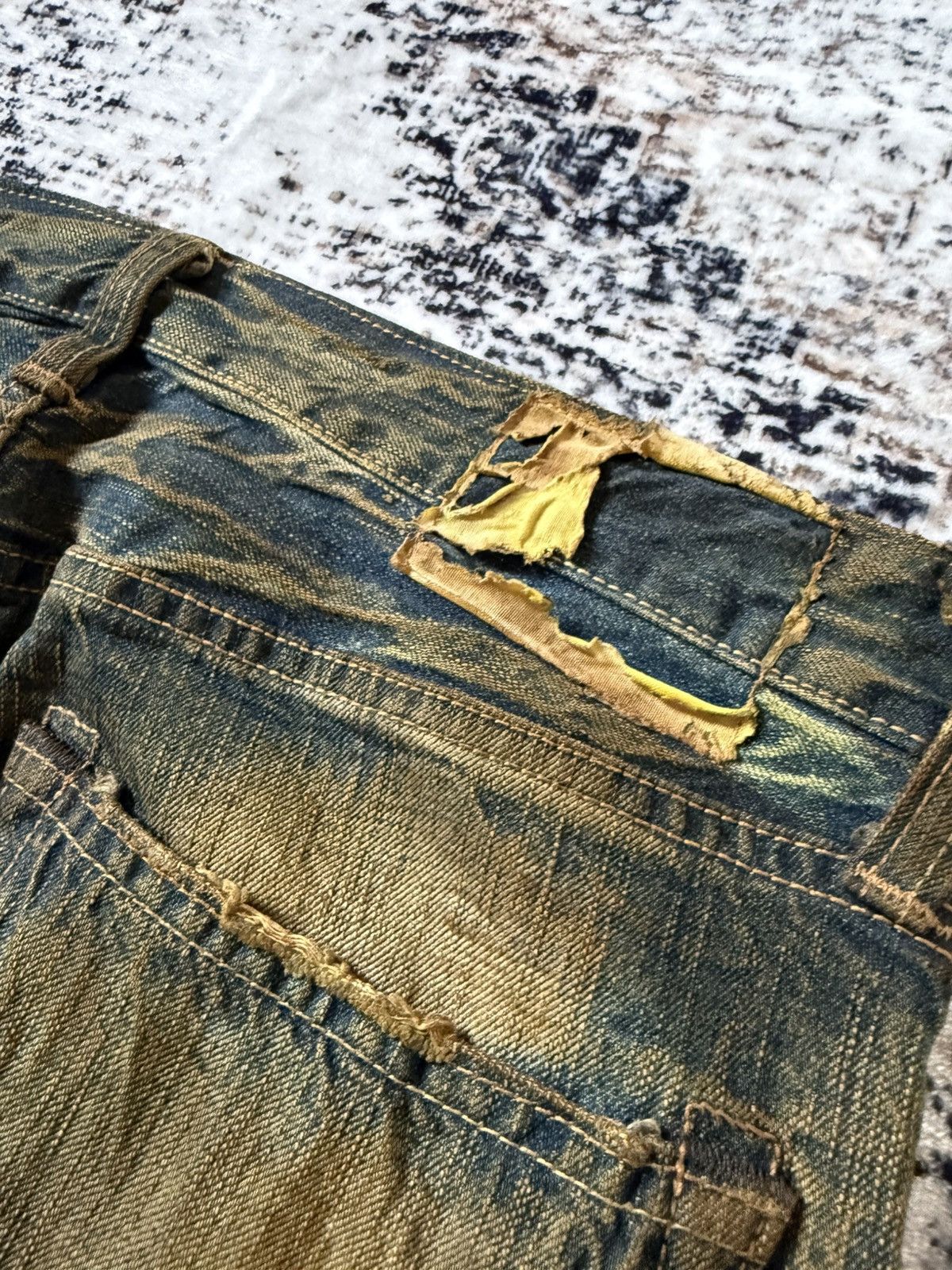 If Six Was Nine EDWIN 503 Muddy Wash Patin Fade Studded Loose Jeans Size US 32 / EU 48 - 20 Thumbnail