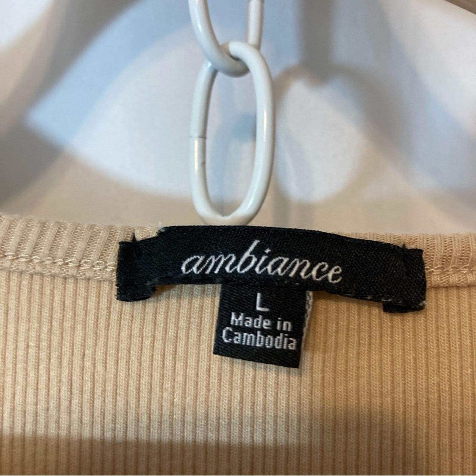 Other Ambiance Tan Light Brown Ribbed Scoop Neck Cropped Crop Top Size L / US 10 / IT 46 - 2 Thumbnail