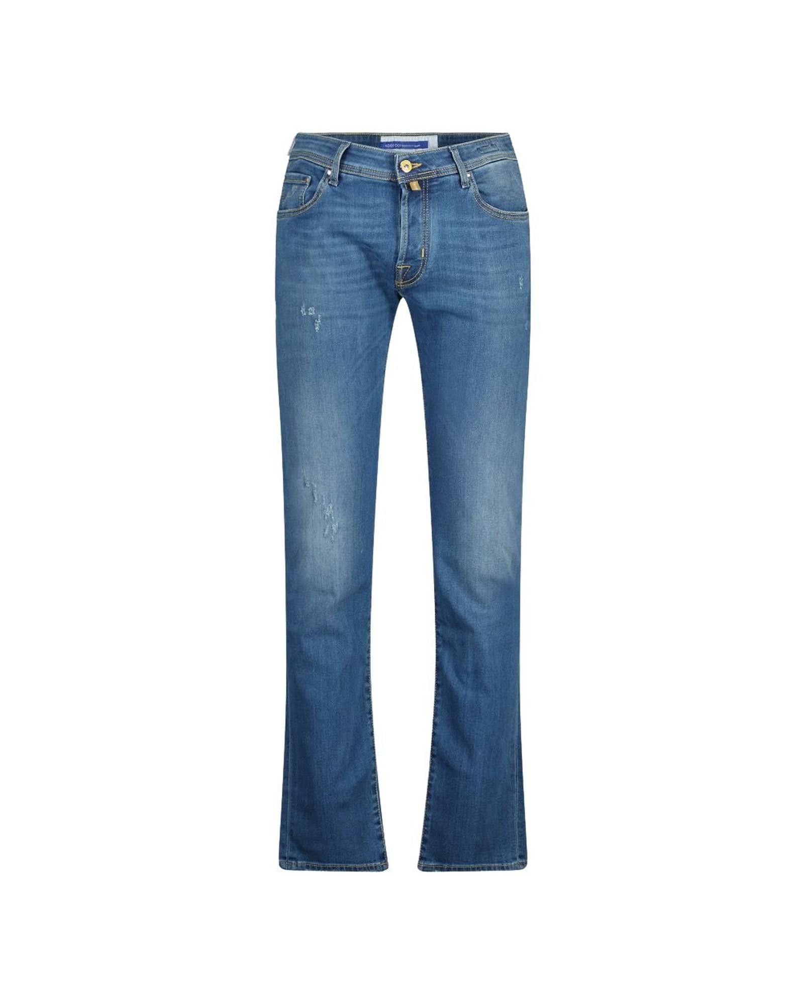 image of Jacob Cohen Faded Slim Fit Cotton Jeans in Blue, Men's (Size 36)