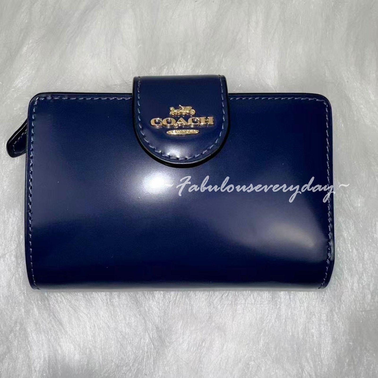 Coach Coach Medium Corner Zip Wallet In Leather/Gold/True Navy Size ONE SIZE - 1 Thumbnail