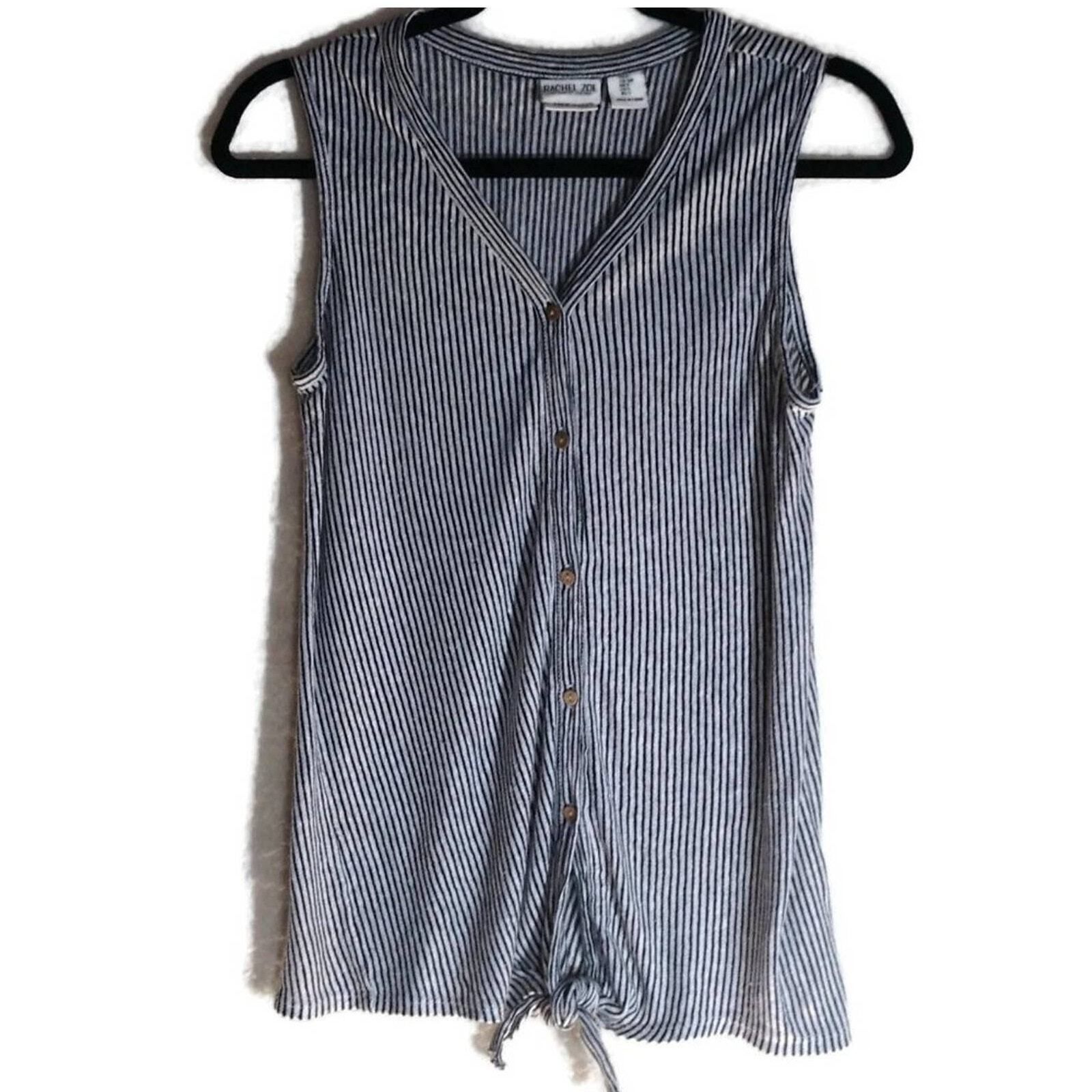 Rachel Zoe Rachel Zoe Tie Knot Front Sleeveless Top Size Small Navy Blu Size S / US 4 / IT 40 - 1 Thumbnail