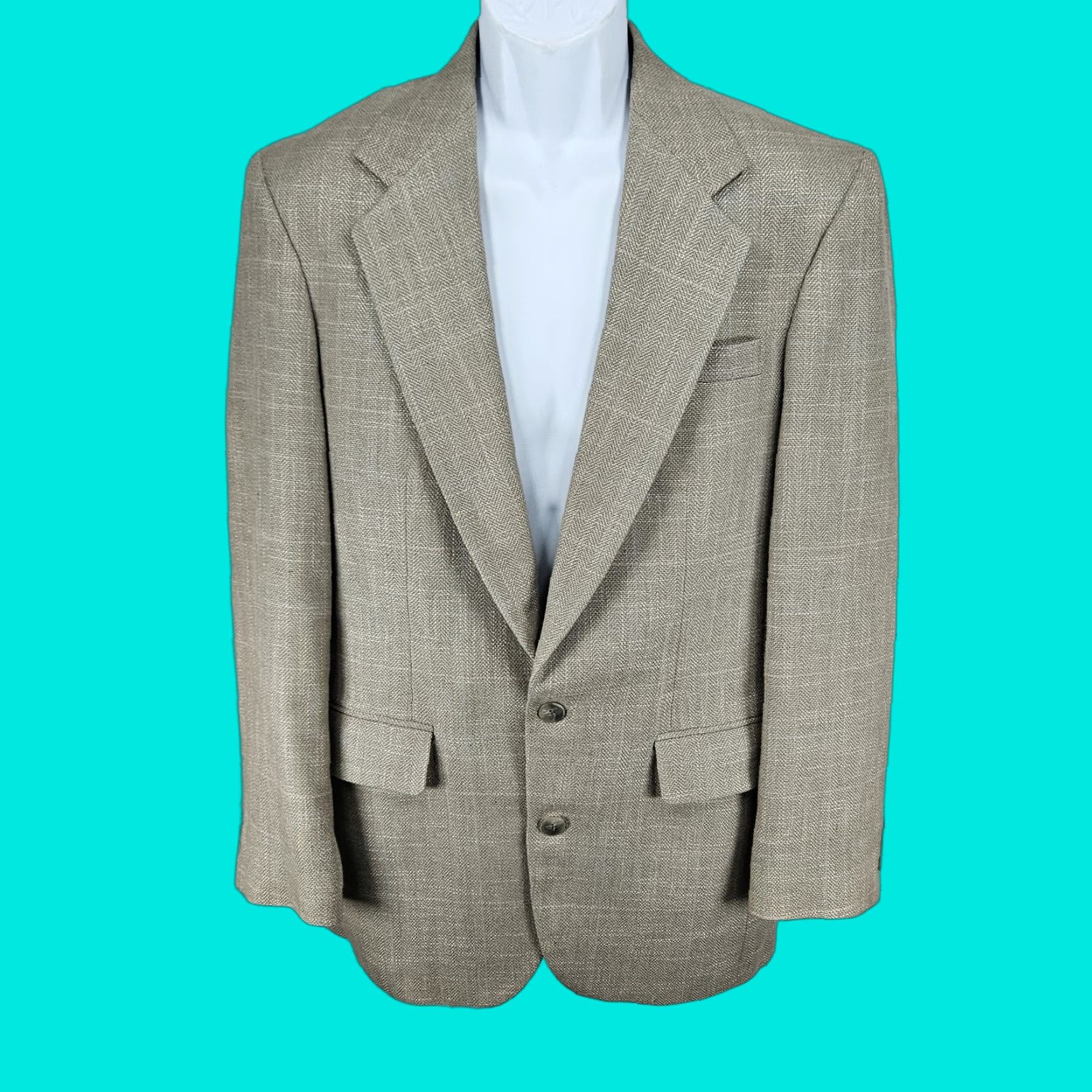 Haggar VTG Haggar Sport Coat Beige Check 2 Button Vented Notch Blazer USA 38 Men Suit Coat 40 Chest 38 Regular Size 38R - 1 Thumbnail