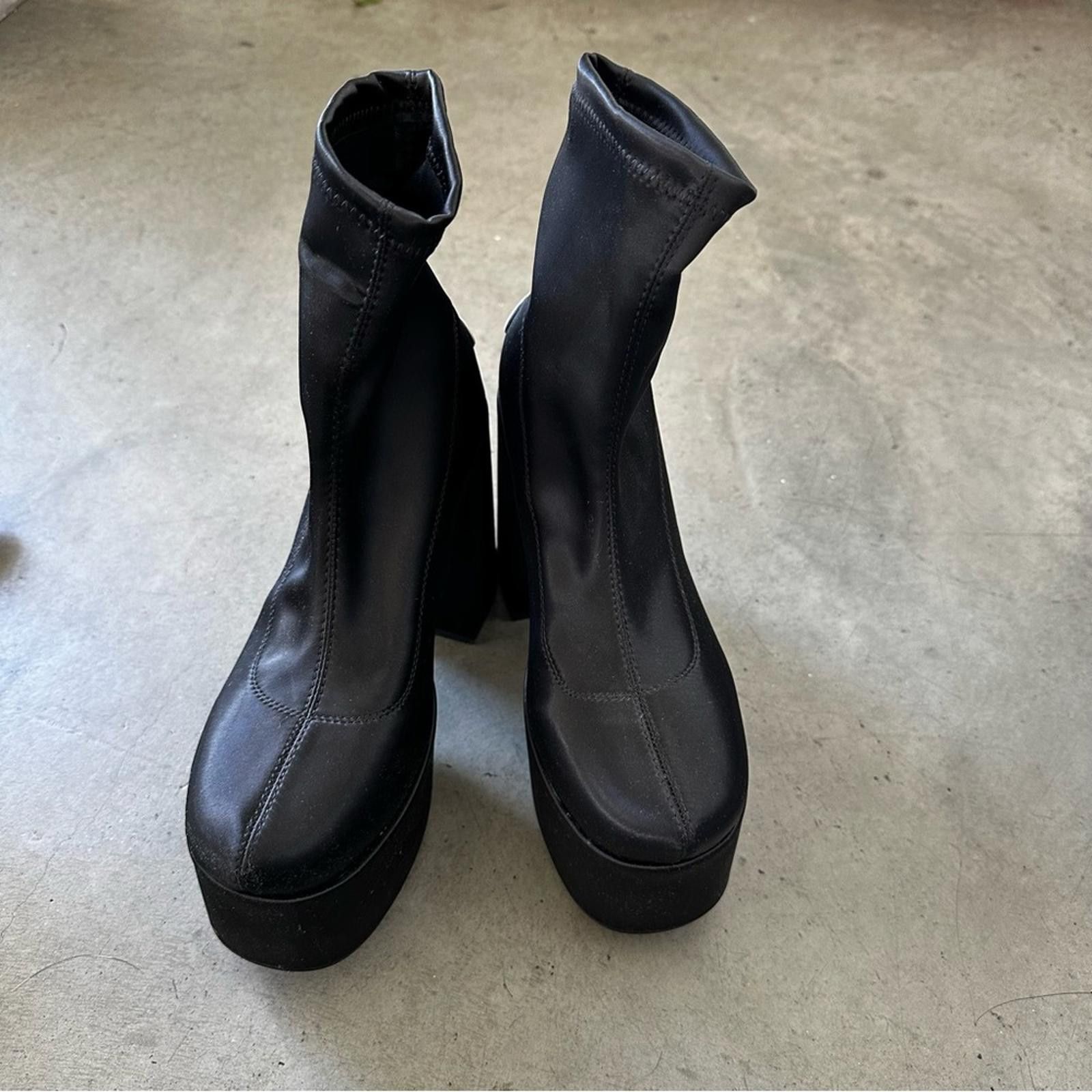 Other NOKWOL / Ellie platform ankle boots in satin / black Size US 7 / IT 37 - 10 Thumbnail